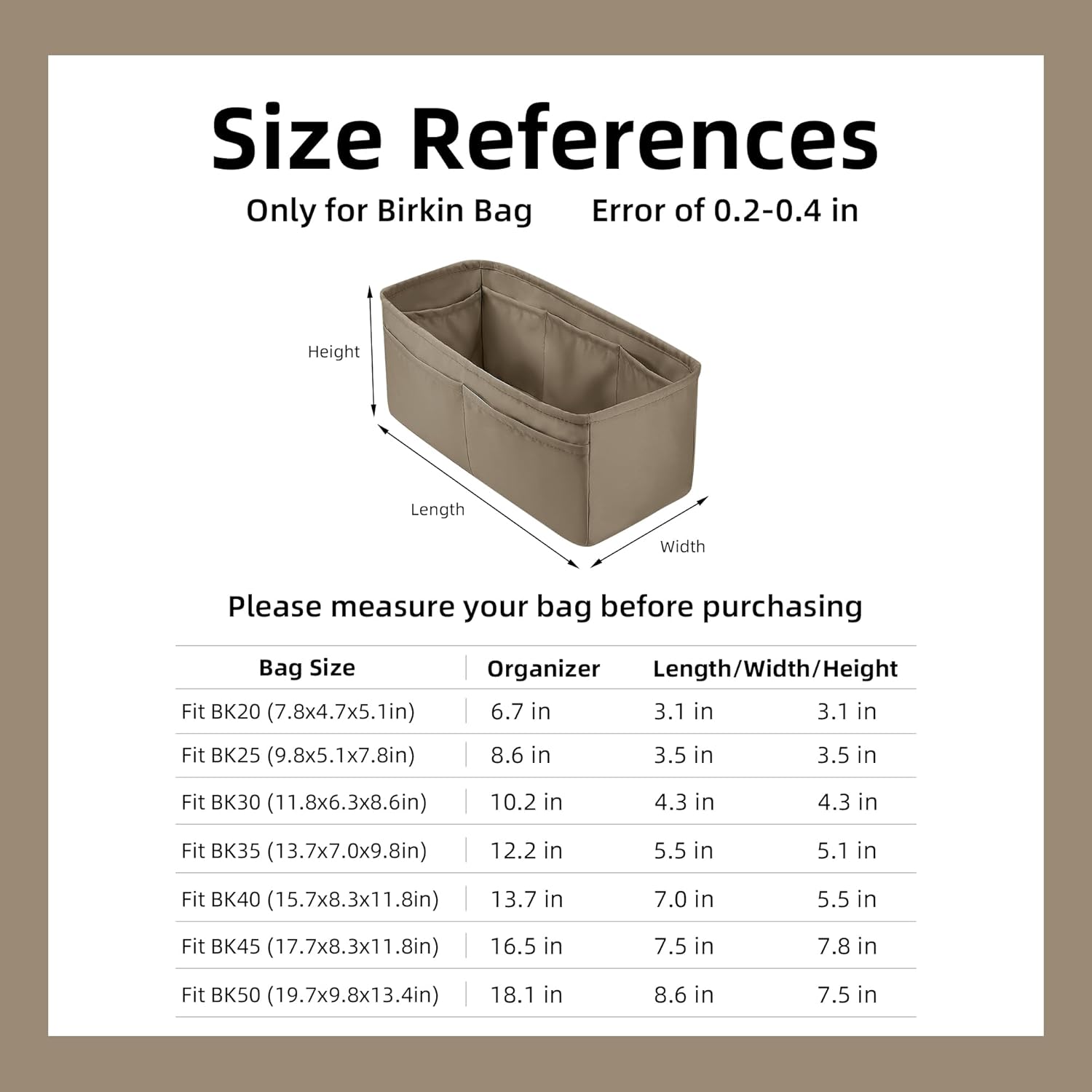 DGAZ Purse Organizer Silky Smooth,Silk,Luxury Handbag Tote in Bag Shapers, Women- Fits Birkin25/30/35/40 Bags (Gris tourterelle, BK25) - Image 7