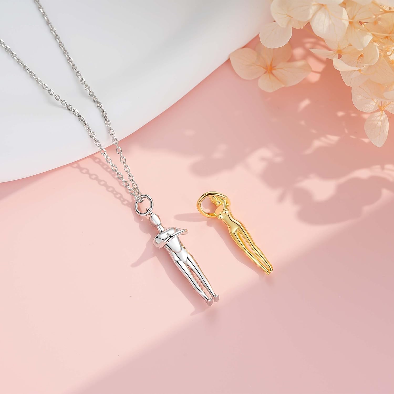 925 Sterling Silver Couple Hug Necklace for Her Hugging Pendant Couple Necklace Jewelry Gifts for Women