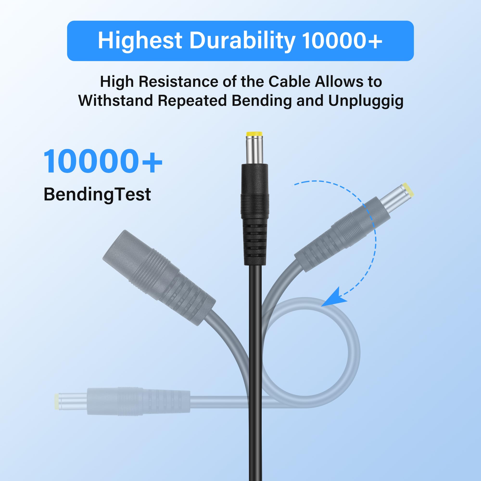 2-pak DC 5,5 x 2,5 mm 1 żeński na 2 męski kabel rozdzielacza zasilacza, kabel adaptera rozdzielacza Y, do kamer CCTV, DVR, listwa świetlna LED (0,3 m)
