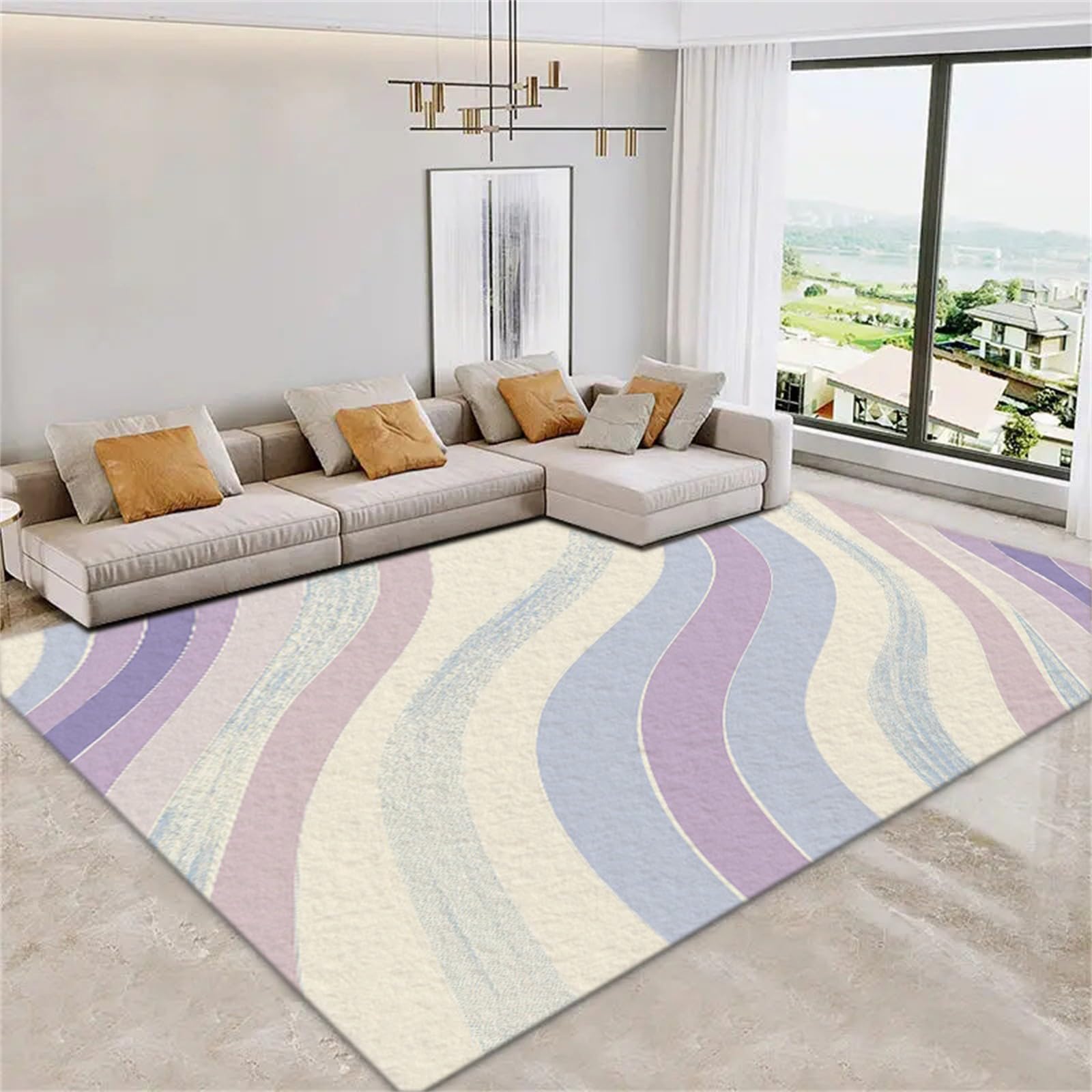 Tapis de chambre adulte géométrique bleu violet 120x170 tapis poil court