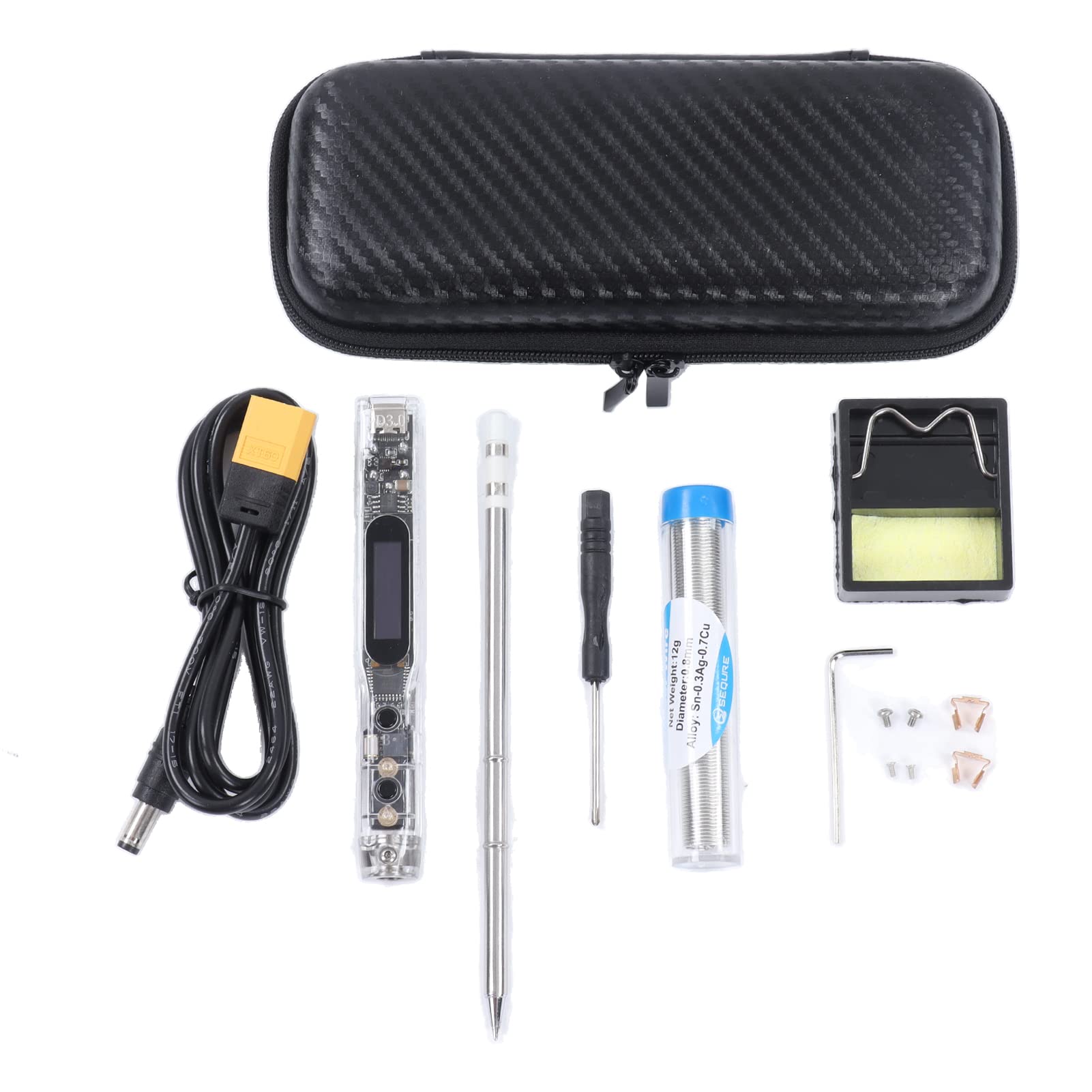 Kit de soldador portátil con pantalla digital y temperatura ajustable de hasta 450 ℃ para reparación de electrónica DIY, 1 kit.