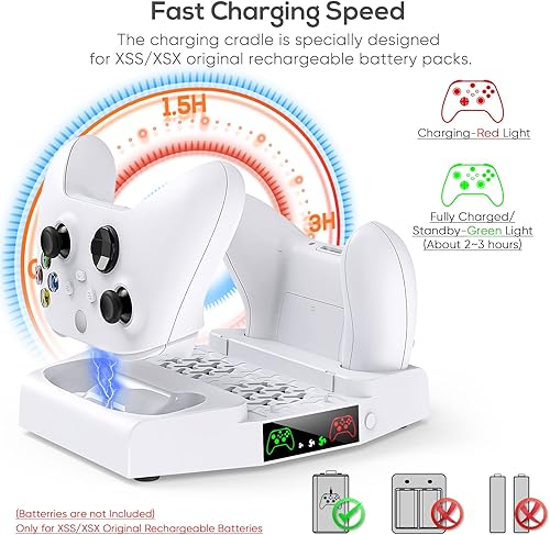 Miniatura 4 de Soporte de refrigeración vertical para consola Xbox Series S, base de estación de carga dual MENEEA para controlador con ventiladores de