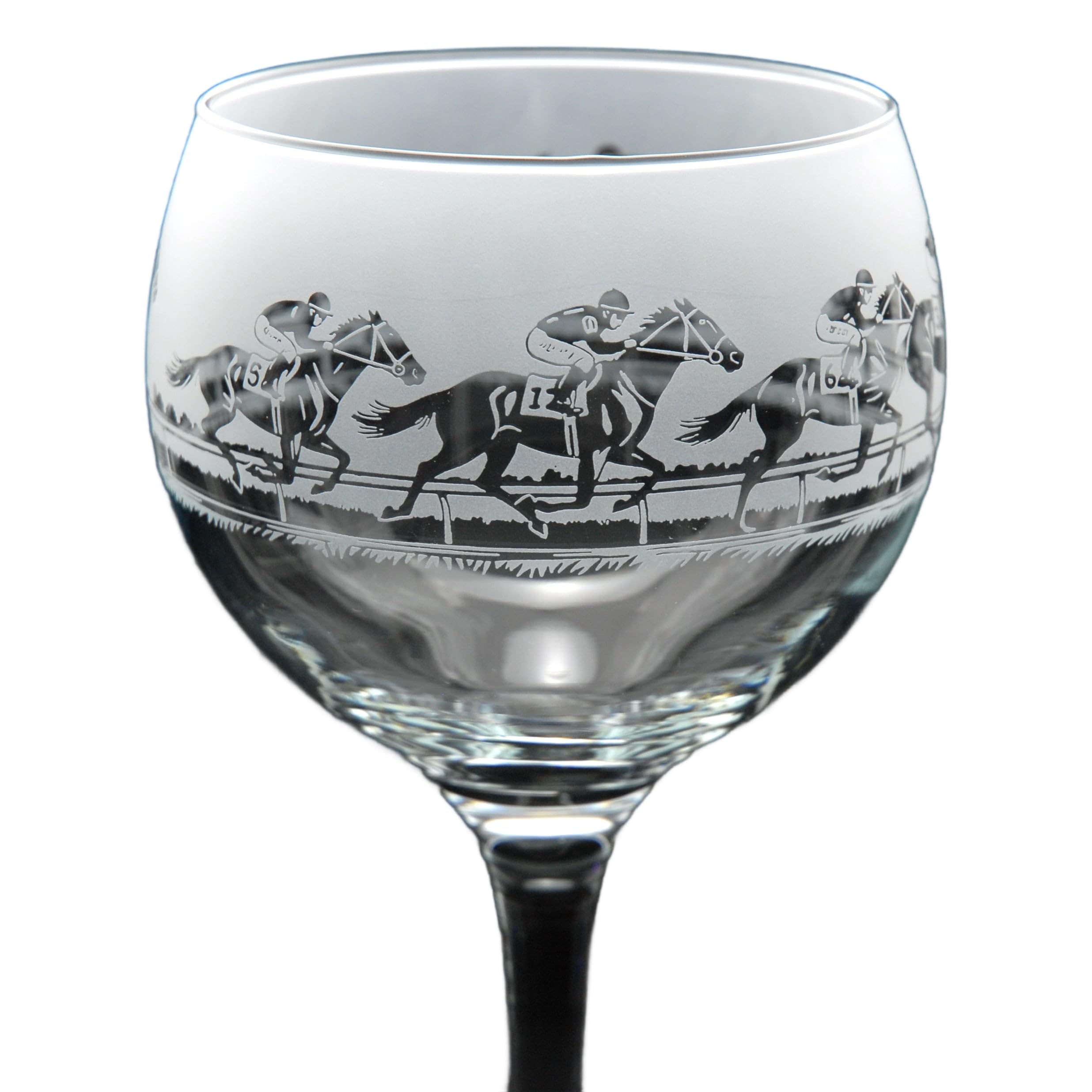 GLYPTIC Glass Art Horse Racing Hand Etched/Engraved Gin Cocktail Glass โ image 1