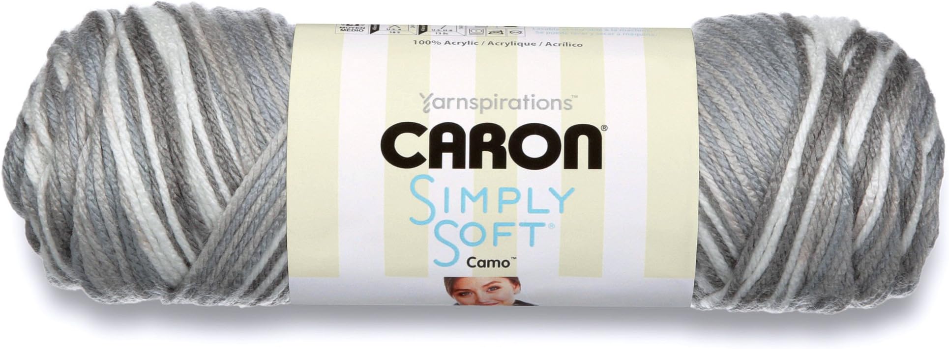 Caron International Caron Simply Soft, 5 Oz, Snow Camo, 5 Fl Oz