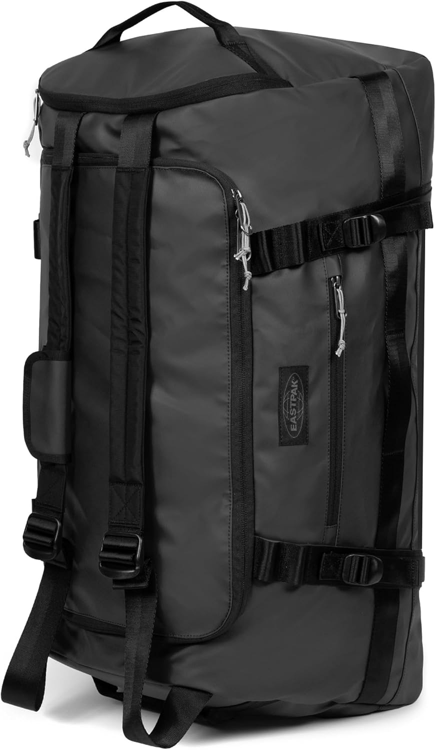 Eastpak Duffel Pack M – 70L Convertible Duffel Bag with Backpack Straps, Weatherproof Design, Multiple Compartments & Gear Loops, Tarp Black