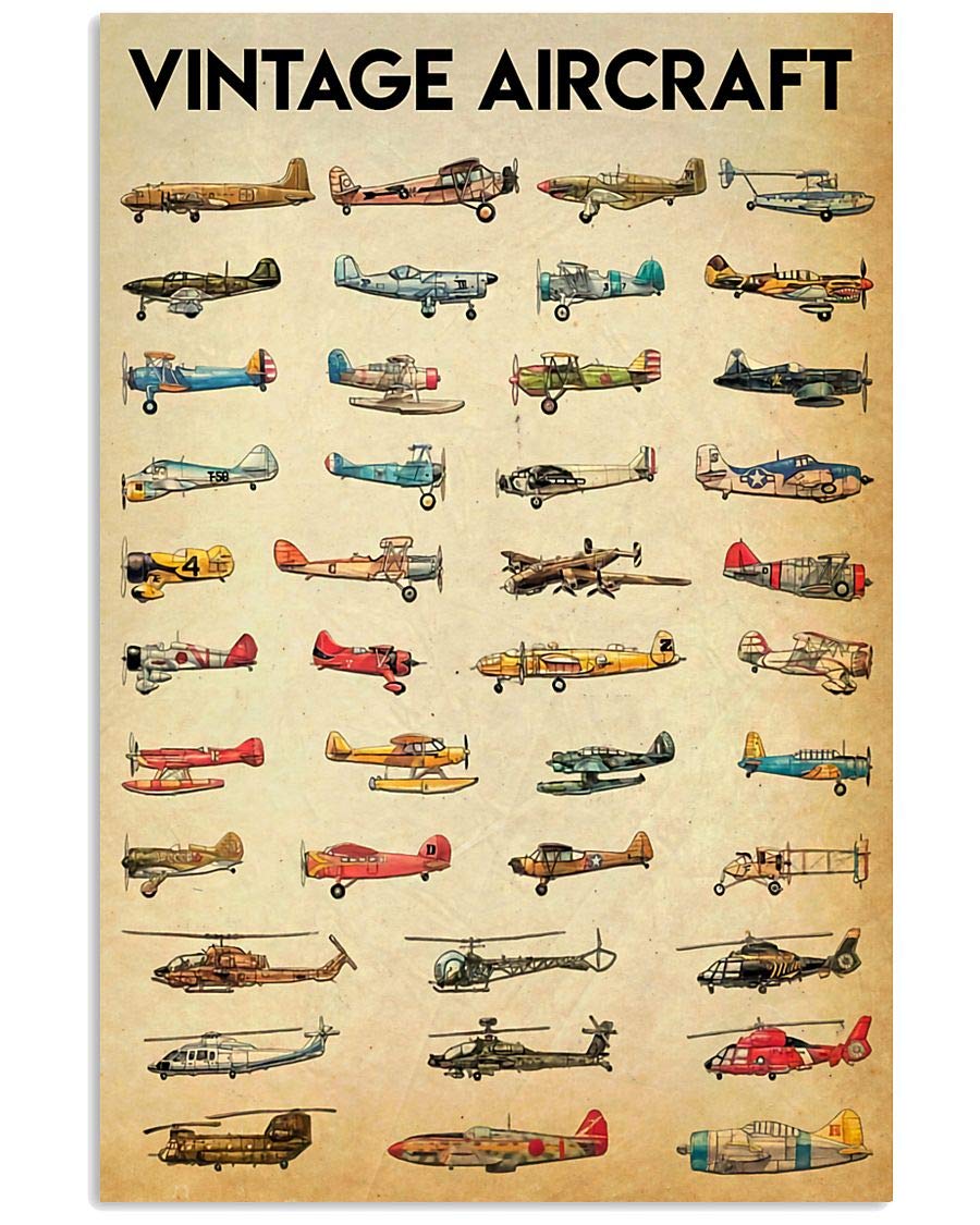 peiyeety Types Of Vintage Aircraft Metal Sign Vintage Office Decor Pilot Guide Knowledge Tin Poster Home Club Room Garage Wall Decoration Plaque es 6"x8"