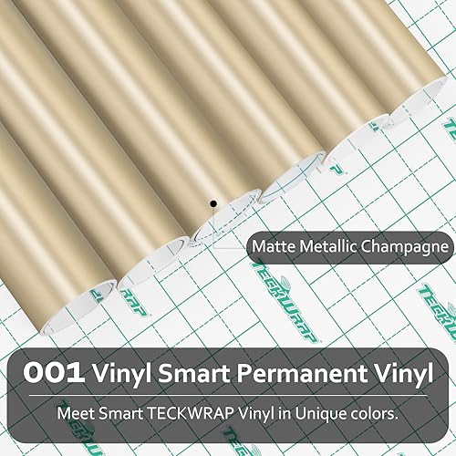 Miniatura 3 de TECKWRAP Vinilo adhesivo inteligente cromado dorado metálico, 13 pulgadas x 5 pies, vinilo para proyectos de calcomanías de manualidades, compatible