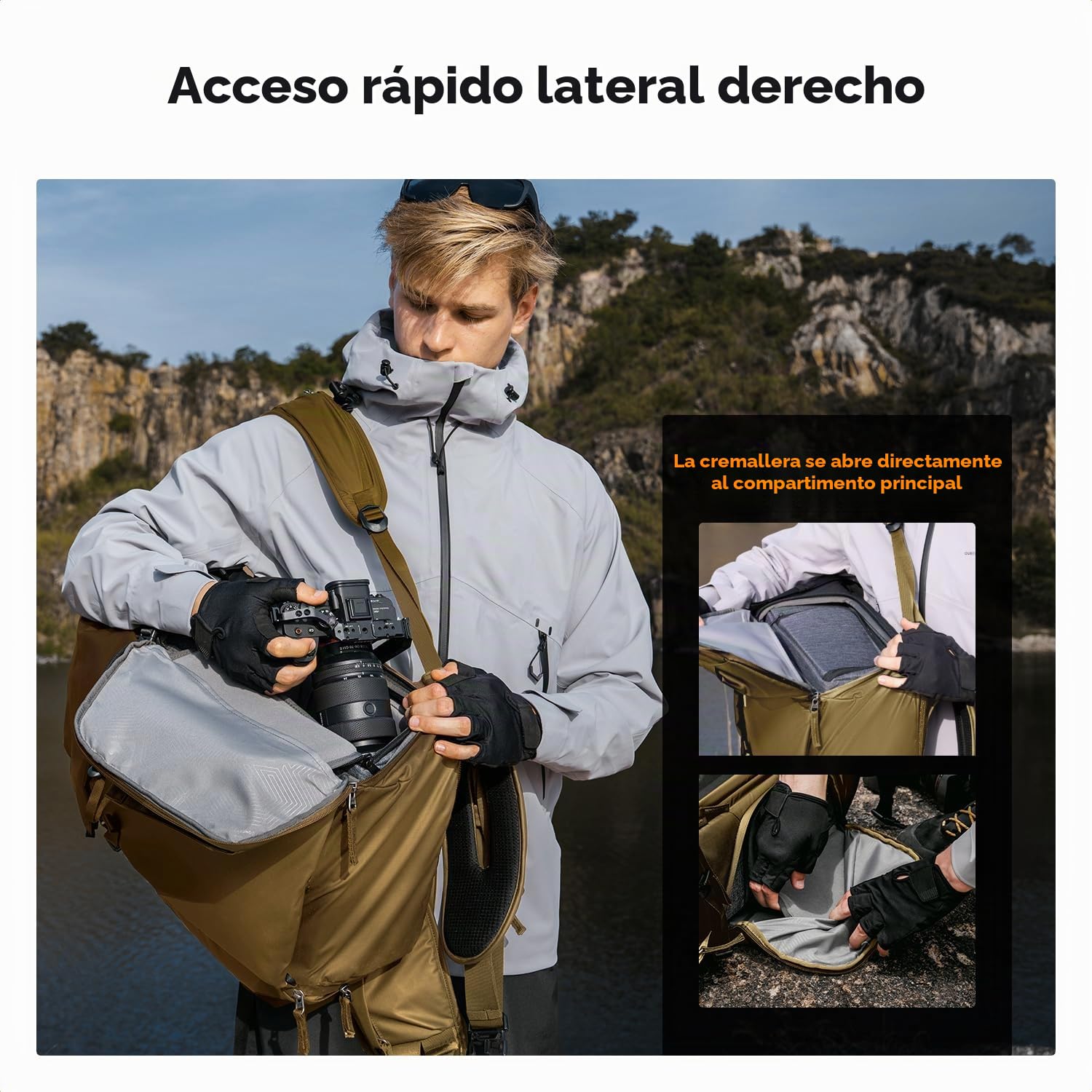 K&F Concept - Mochila para cámara Mochila fotografia gran volumen bolsa cámara funda camara, profesional camera bag con cubierta de lluvia para cámara de objetivo dron