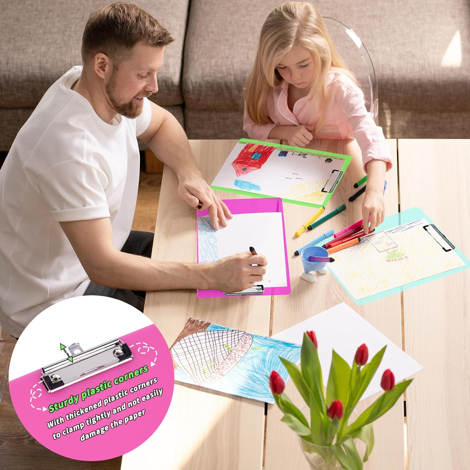 20 Pcs Plastic Clipboards Bulk 20 Assorted Colors 12.5 x 9 In Clear Colored Clip Board Standard A4 Letter Size Low Profile Clipboard Portable for Classroom Office Supplies Students Back to School