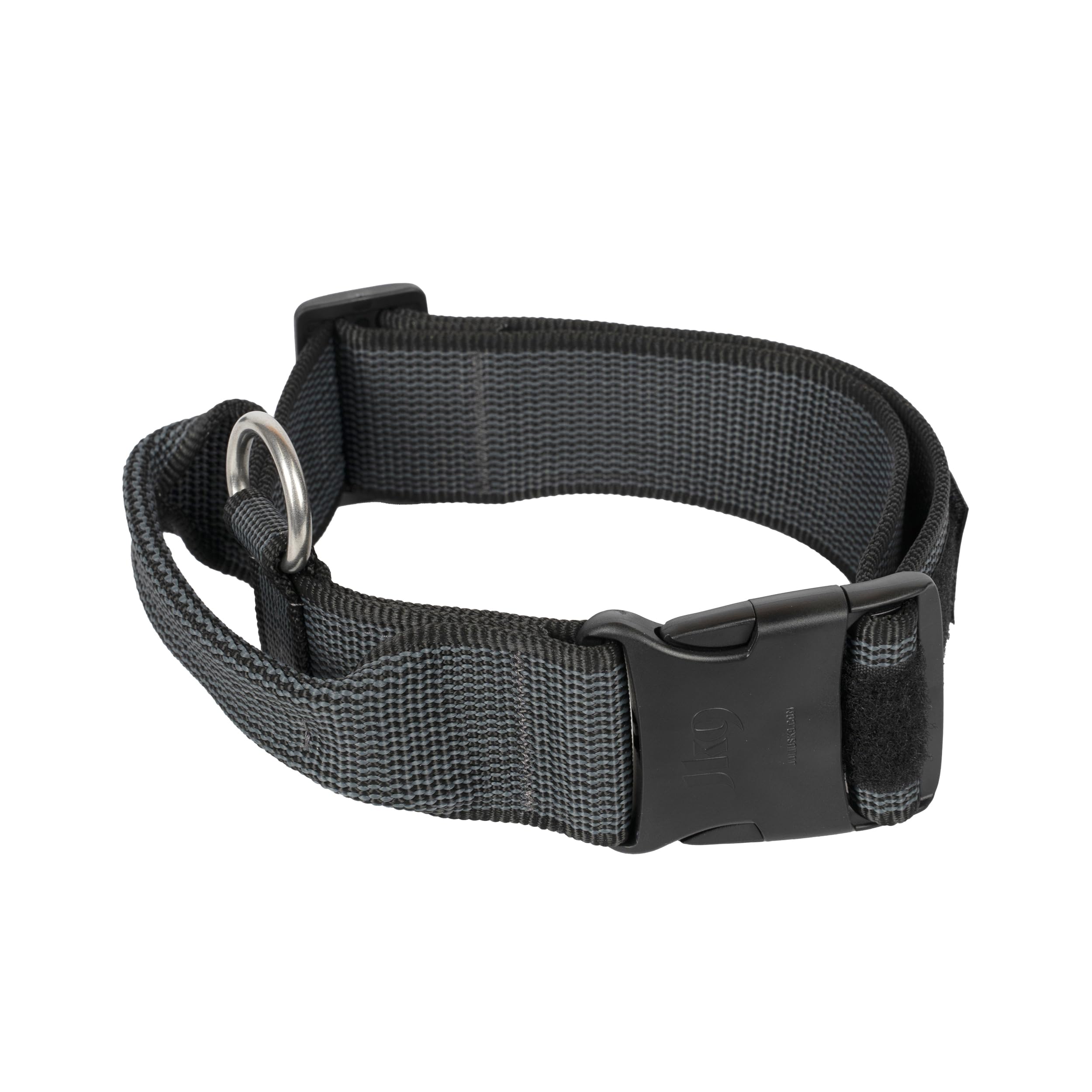 Julius-K9 Collare Color & Gray con manico richiudibile, chiusura di sicurezza ed adesivi intercambiabili, 50 mm (49-70 cm), Nero-Grigio
