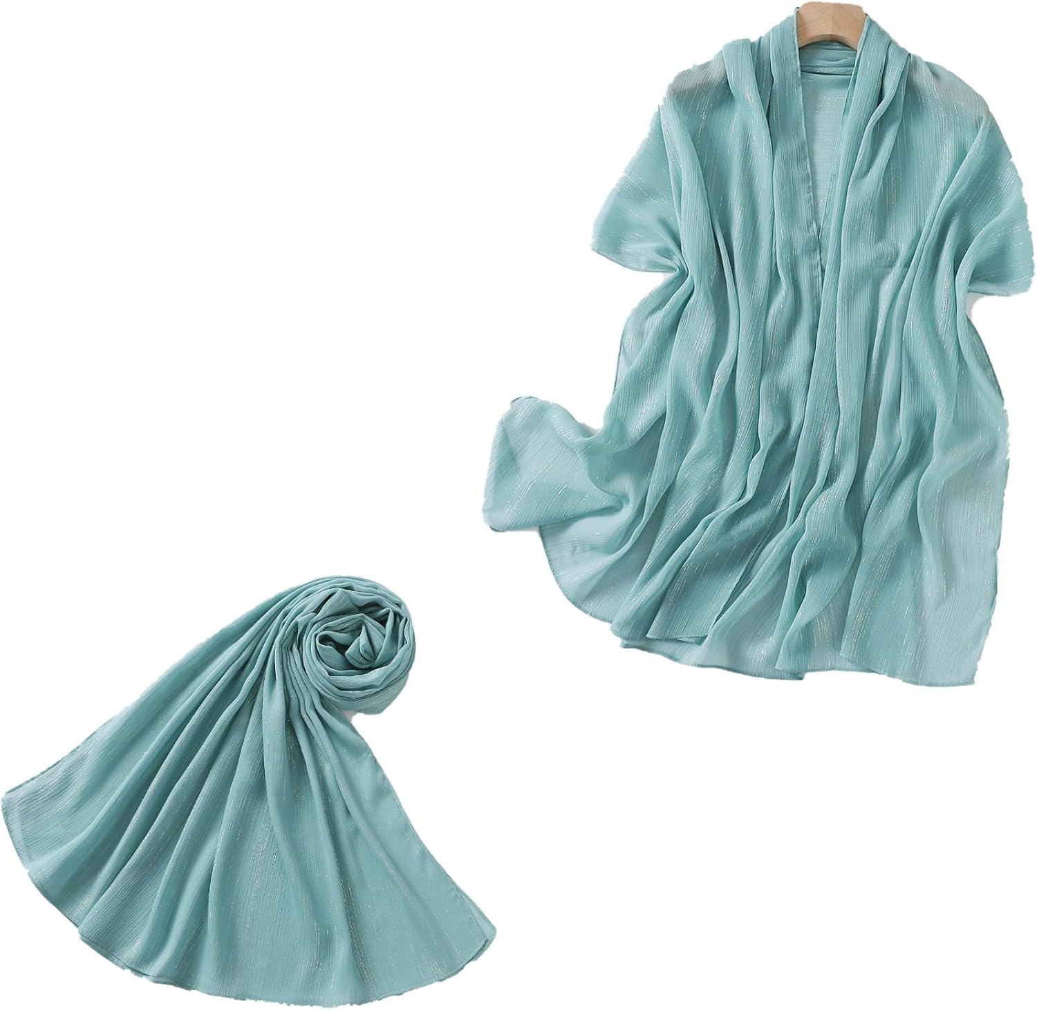 Women Hijab Chiffon Head Scarf Lightweight Shimmer Scarves Crepe Wedding Shawls and Wraps for Evening Dresses Shiny - Image 2