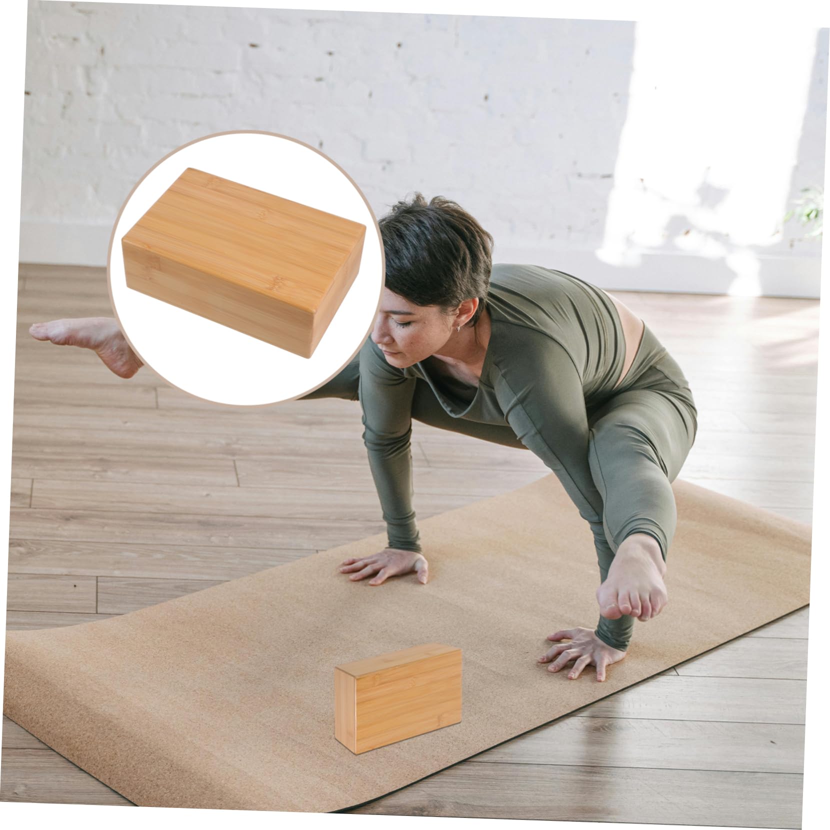 Blocco Yoga in Bambù Naturale 1 Pezzo per Allenamento | Casa e Pratica, Portatile e Facile da Pulire, Uso per Pilates e Meditazione