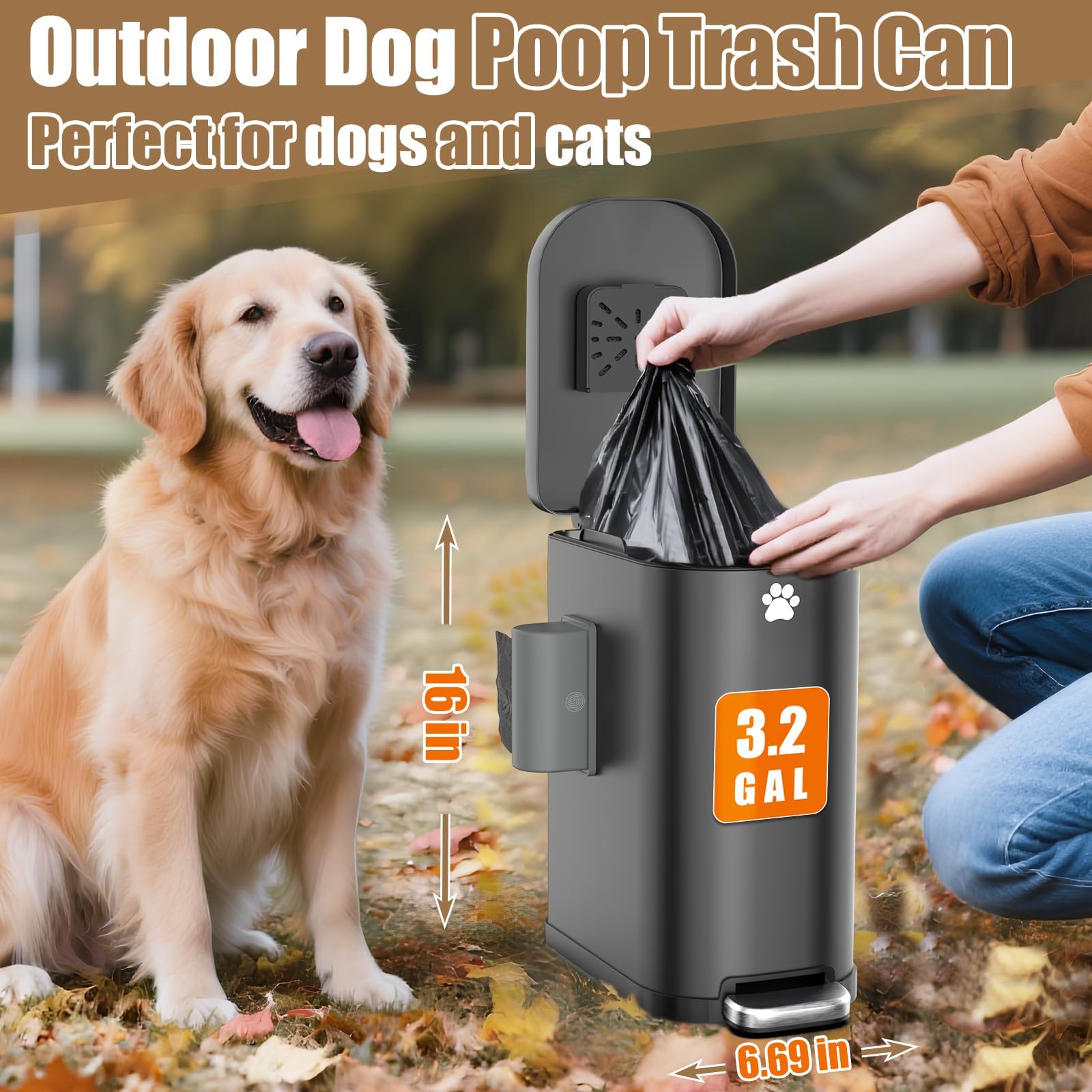 Dog Poop Trash Can - Odor Control & Pedal -5 Dog Poop Trash Can - Odor Control & Pedal -5