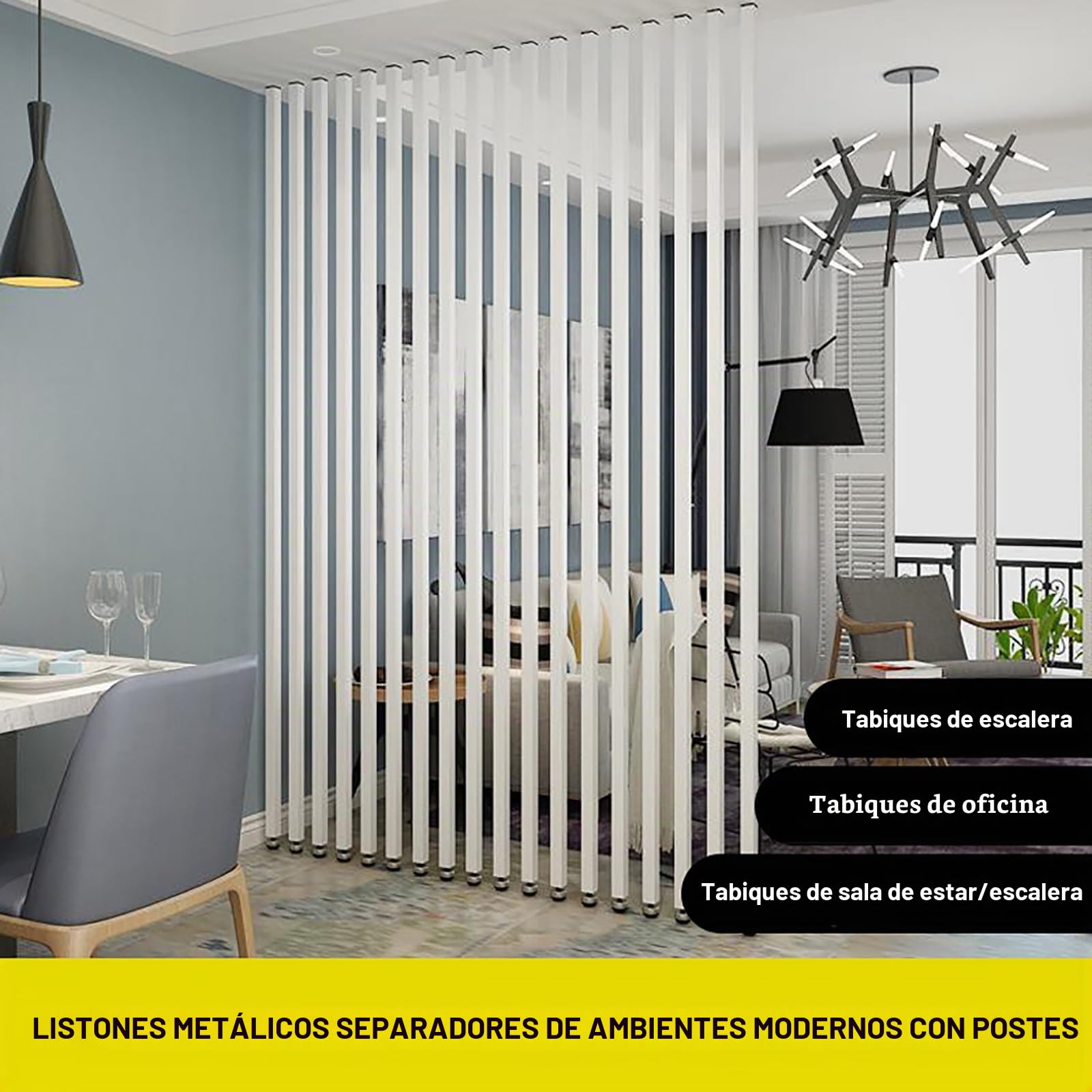 Partición de Pared,Separador de ambientes De Suelo a Techo Lamas, Pantalla de privacidad de Listones Independientes para Oficina, Restaurante y decoración del hogar(9root,105cm/41.3in/3.44ft)
