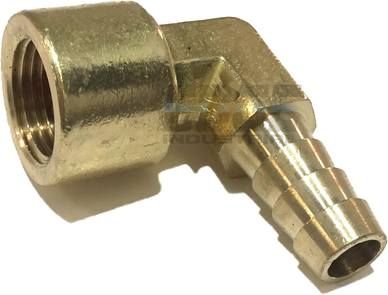 3/8 HOSE ID TO 3/8 FEMALE NPT FNPT 90 DEGREE BRASS ELBOW FITTING FUEL/AIR/WATER/OIL/GAS/WOG (QTY 01)