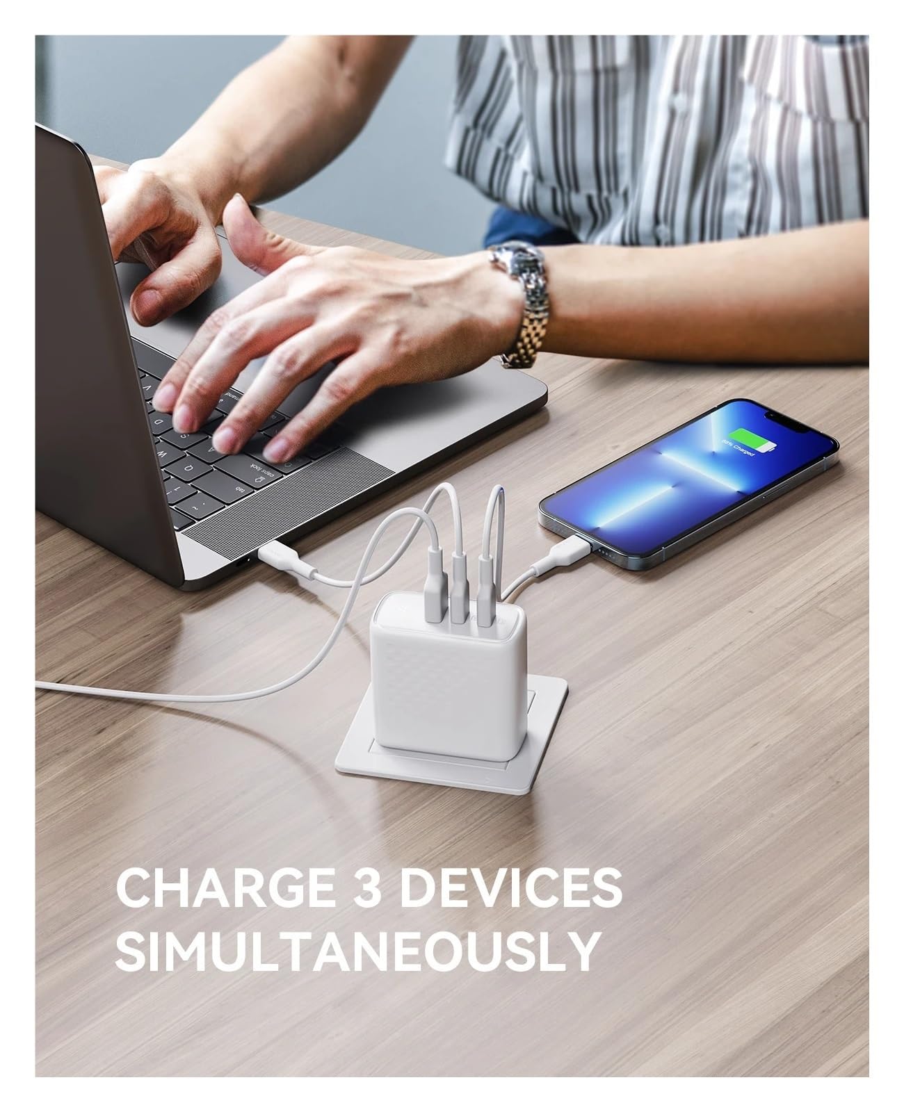 GaN III 100W Desktop Charger Quick Charge 4.0 QC 3. PD USB-C Type C USB Fast Charging(100W U-K Black)