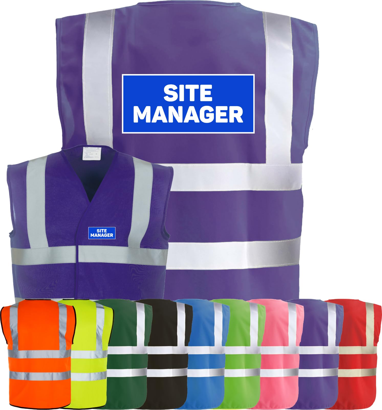 Corporate Togs SITE MANAGER Printed Vest - High Visibility Waistcoat, Safety Vest Tabard, Fastening and Fully EN471 | Personal Protective Equipment & Safety Vests