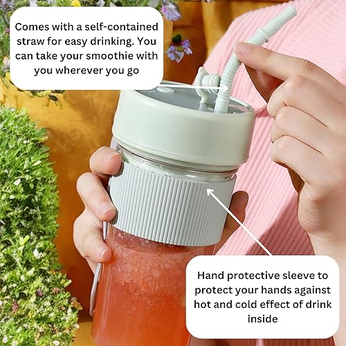 Miniatura 3 de Batidora portátil  Licuadora USB con potencia de trituración de hielo de 30 segundos  11.83 onzas líquidas (11.83 onzas) Mini licuadora personal con