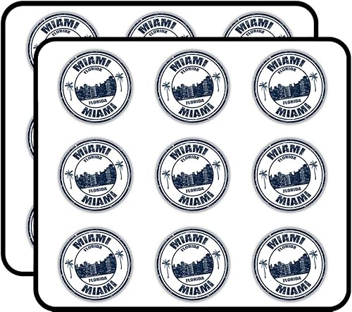 Miami Florida USA Grunge - Sello de goma para decoración artística, calendario, álbumes de recortes, manualidades, calcomanías de 2 pulgadas cada