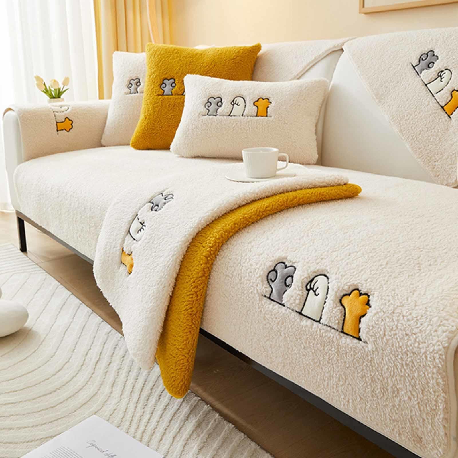 MTHGH Corner Sofa Cover L-shaped Sofa Cover 3-seater and 2-seater Sherpa Sectional Sofa Cover, Warm Anti-slip Sofa Cover Sofa Cover Washable Sectional Sofa.,A-90x120cm ā image 1