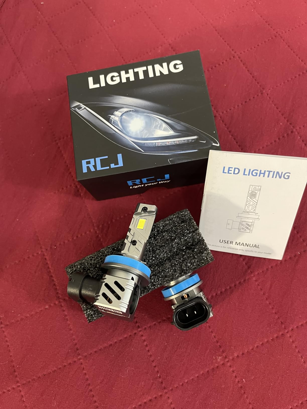 Rimthin GT1 H11/H8/H9 LED Headlight Bulbs 100W 35000LM 6000K White 13000RPM Fan Pack of 2