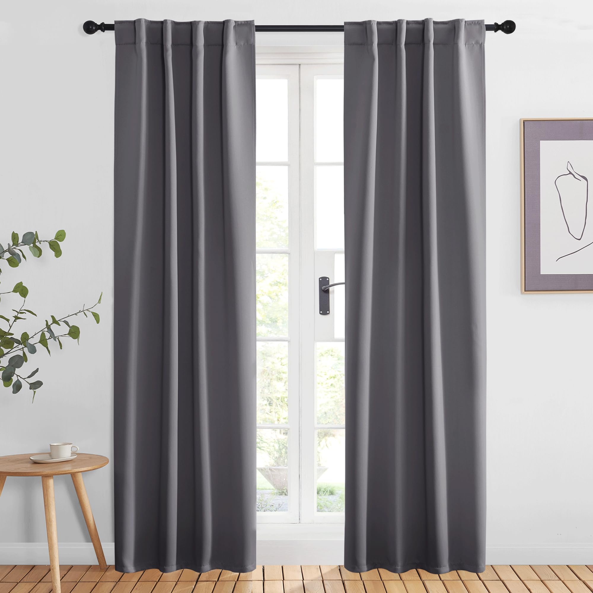 NICETOWN Blackout Curtain Panels Window Draperies - (Grey Color) 34-Inch Wide x84-Inch Long, 2 Pieces, Home Decoration Light & Noise Reducing Window