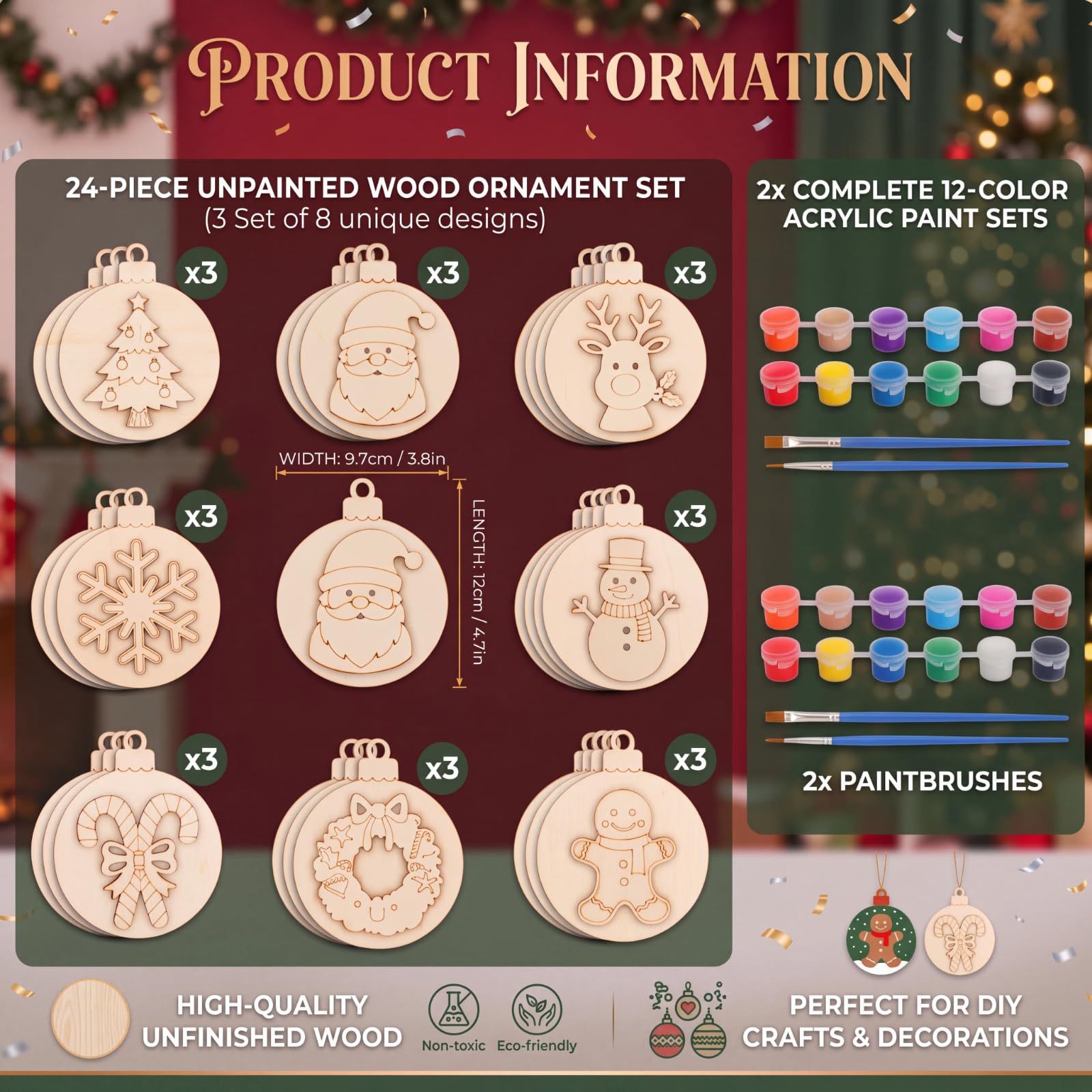 DoubleFill Lot de 24 boules de Noël pour loisirs créatifs