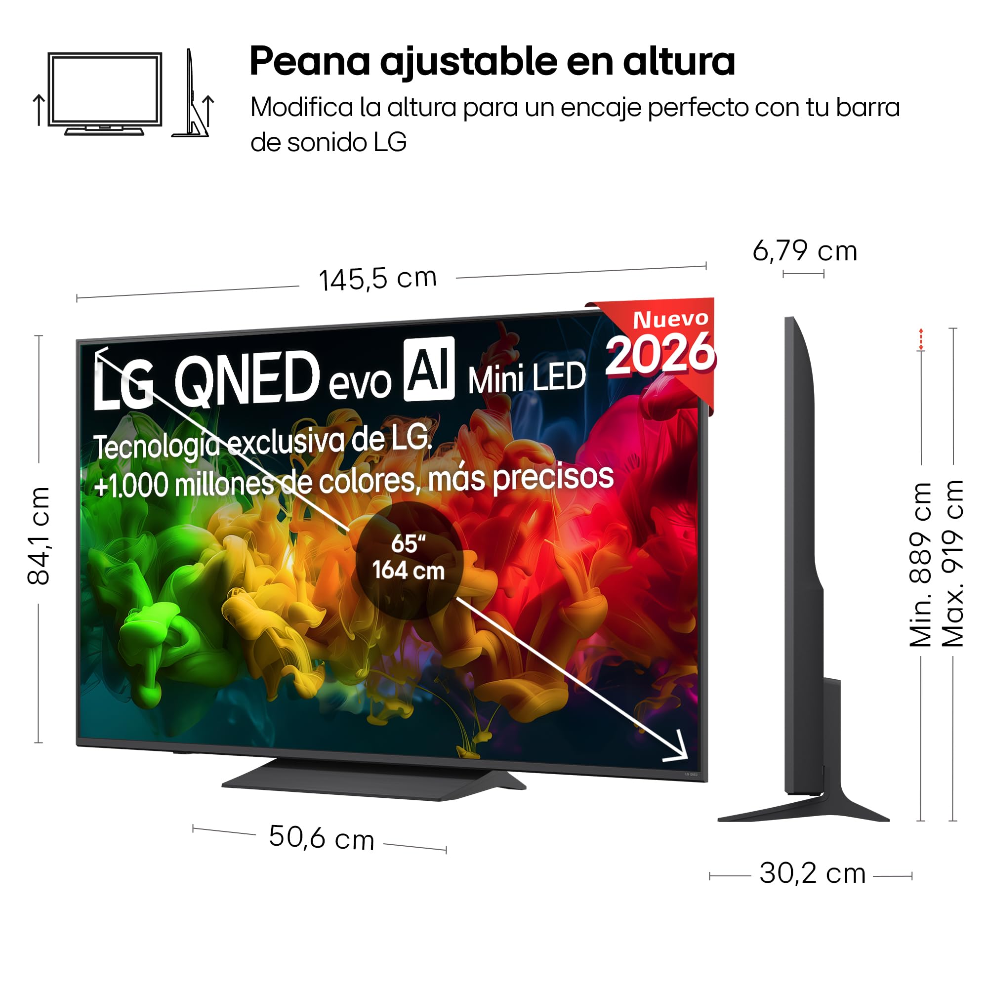 LG 65QNED81B6A - Smart TV QNED EVO MiniLED 4K UHD 65 Pulgadas, Sin Reflejos al 94%, webOS 26 AI Copilot, Procesador Inteligente α7 AI Processor 4K Gen9, HDR10, 4K Super Upscaling, Dolby