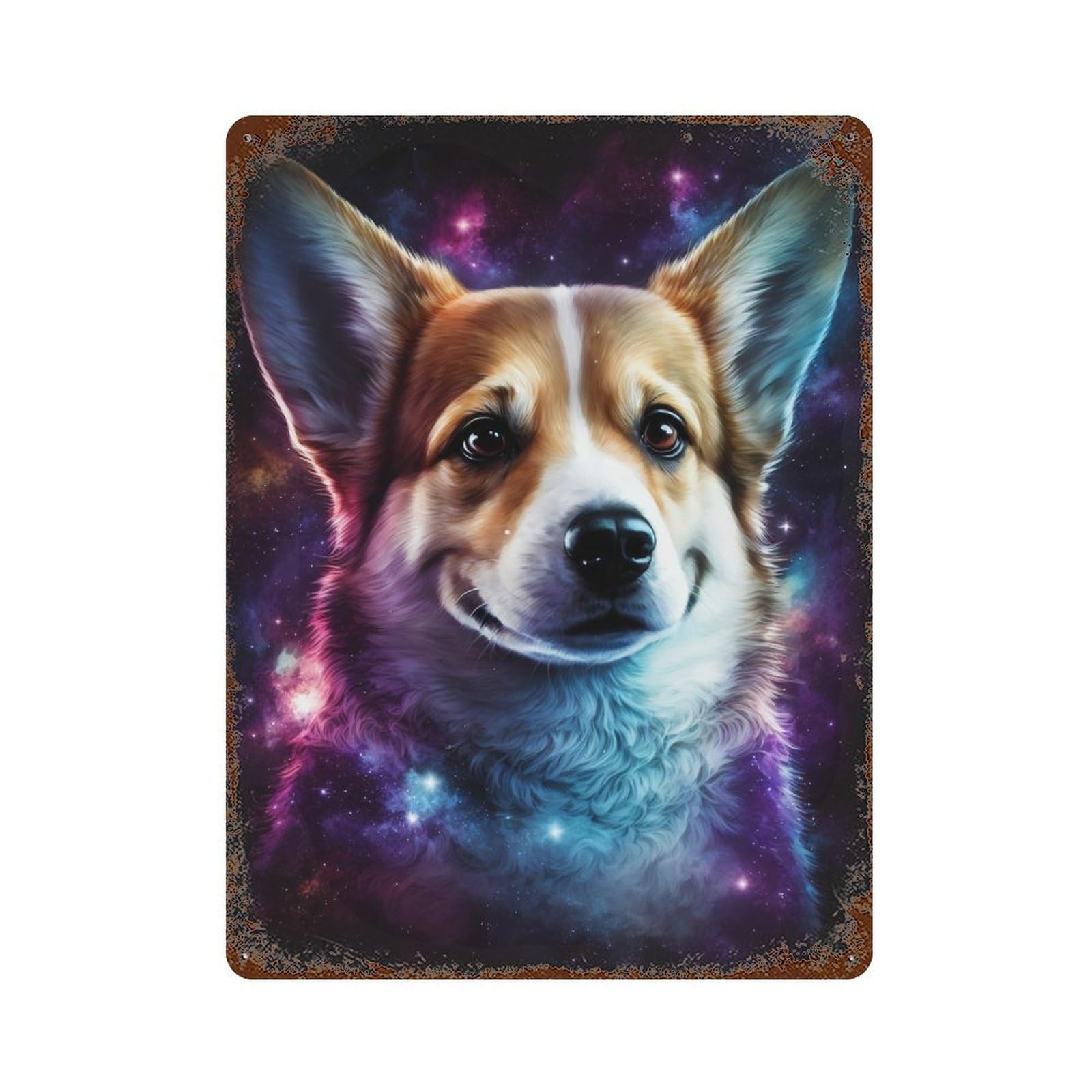 Cosmic Corgi Portrait-19 Decorative Tin Sign 15.7"x11.8", for Garage, Bar And Workshop Decor, Novelty Wall Decor