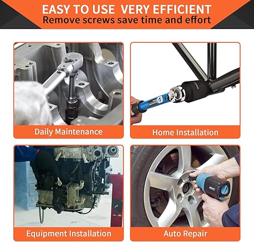 Miniatura 5 de Juego de llaves de impacto de 12", juego de impacto de 14 piezas, 6 puntos, dados de impacto estándar, tamaños SAE (38,716, 12, 916, 58, 1116, 34,