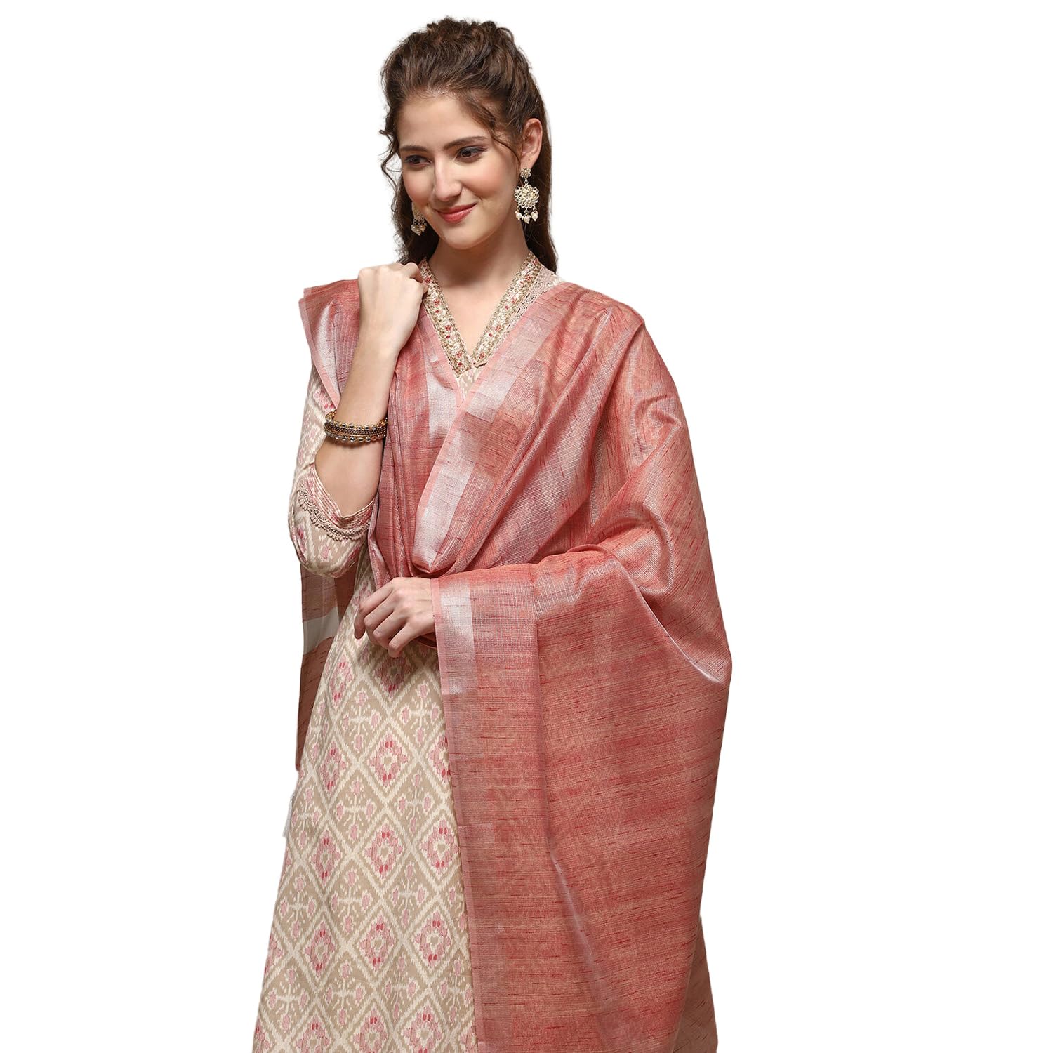 biba Women's Pink Polyester Yarn dyed Dupatta-picture-36