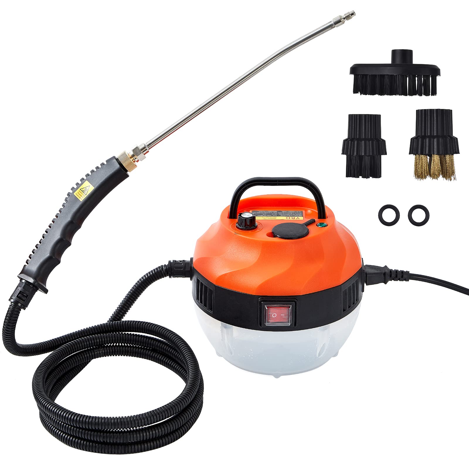 Erinaik Handheld Steam Cleaner, 2800W High Pressure Cleaning Machine with 3 Brushs, Large Capacity Portable Steamer for Kitchen, Sofa, Air Conditioner, Bathroom, Car(Orange)