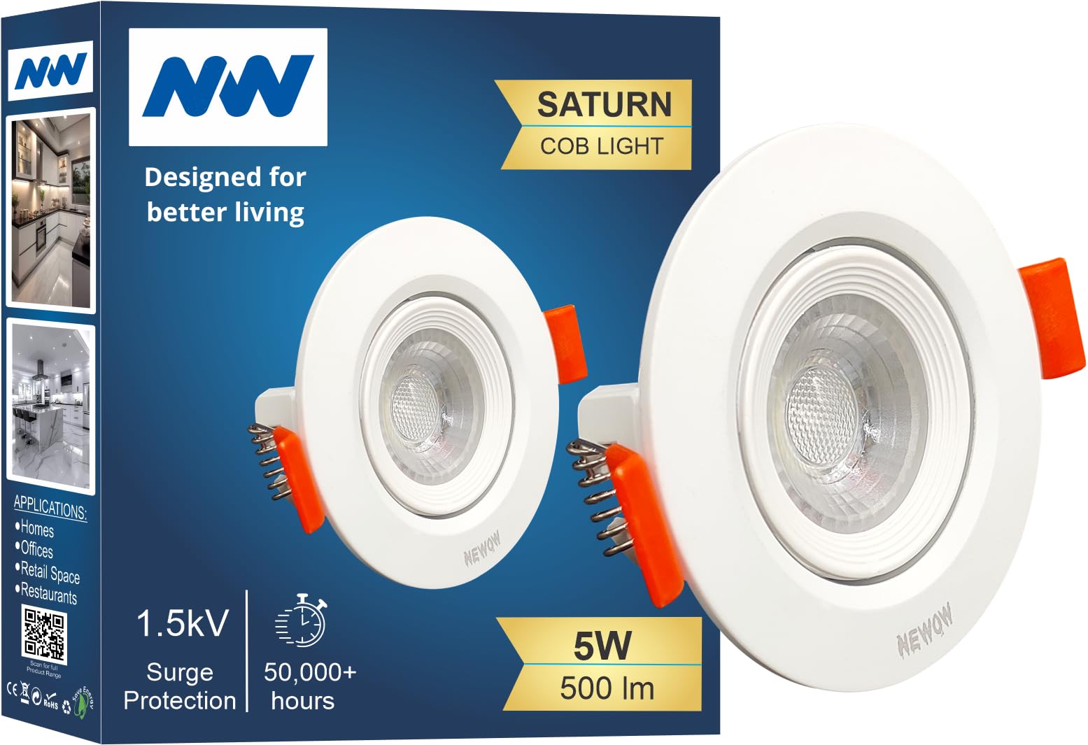 NW Saturn 5W Round LED Ceiling Light | COB | Spot Light | Focus | Down Light | Light Color- White (Pack of 1)-picture-31