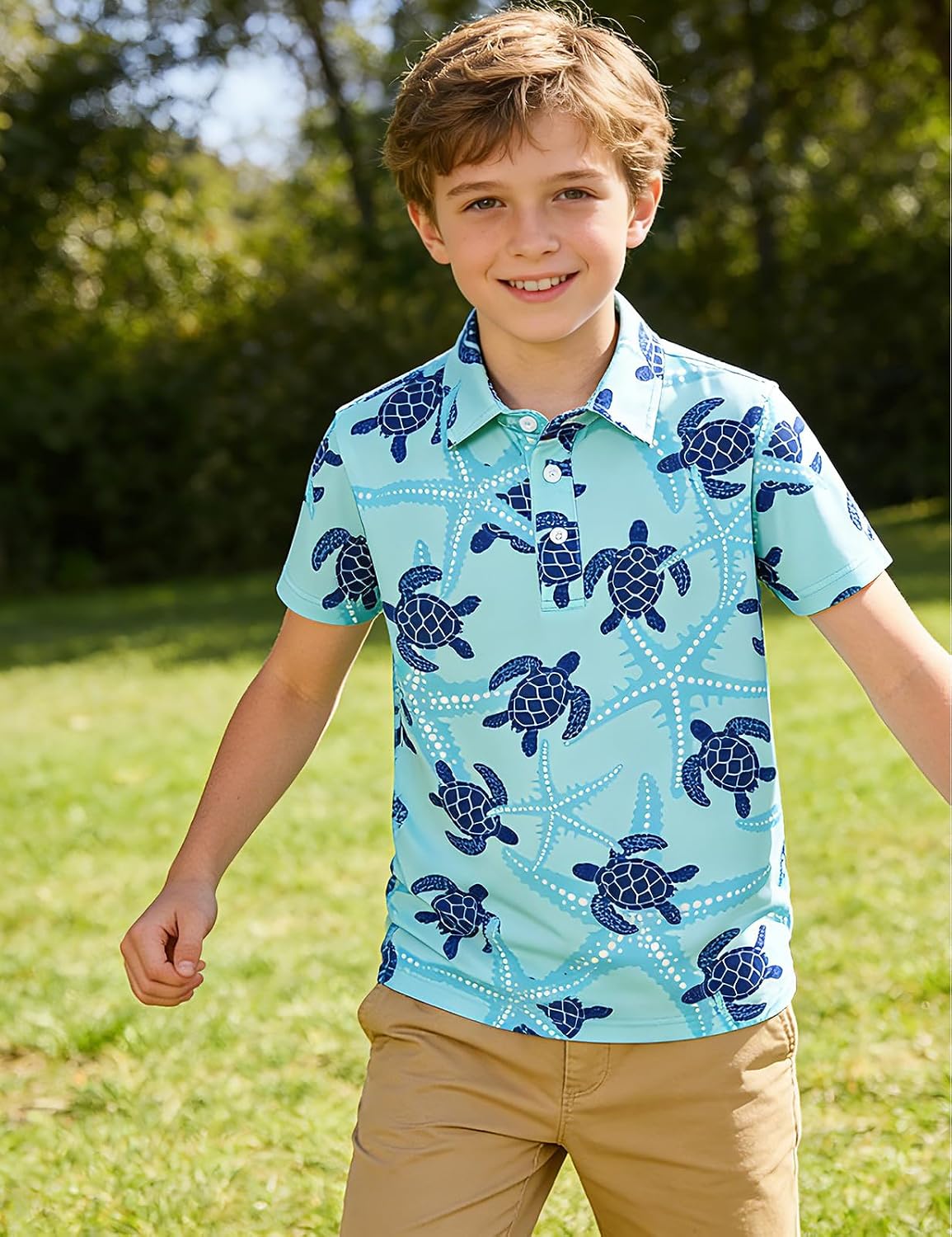 Boys Polo Shirt Short Sleeve Golf Clothes Size 5-14 image 3