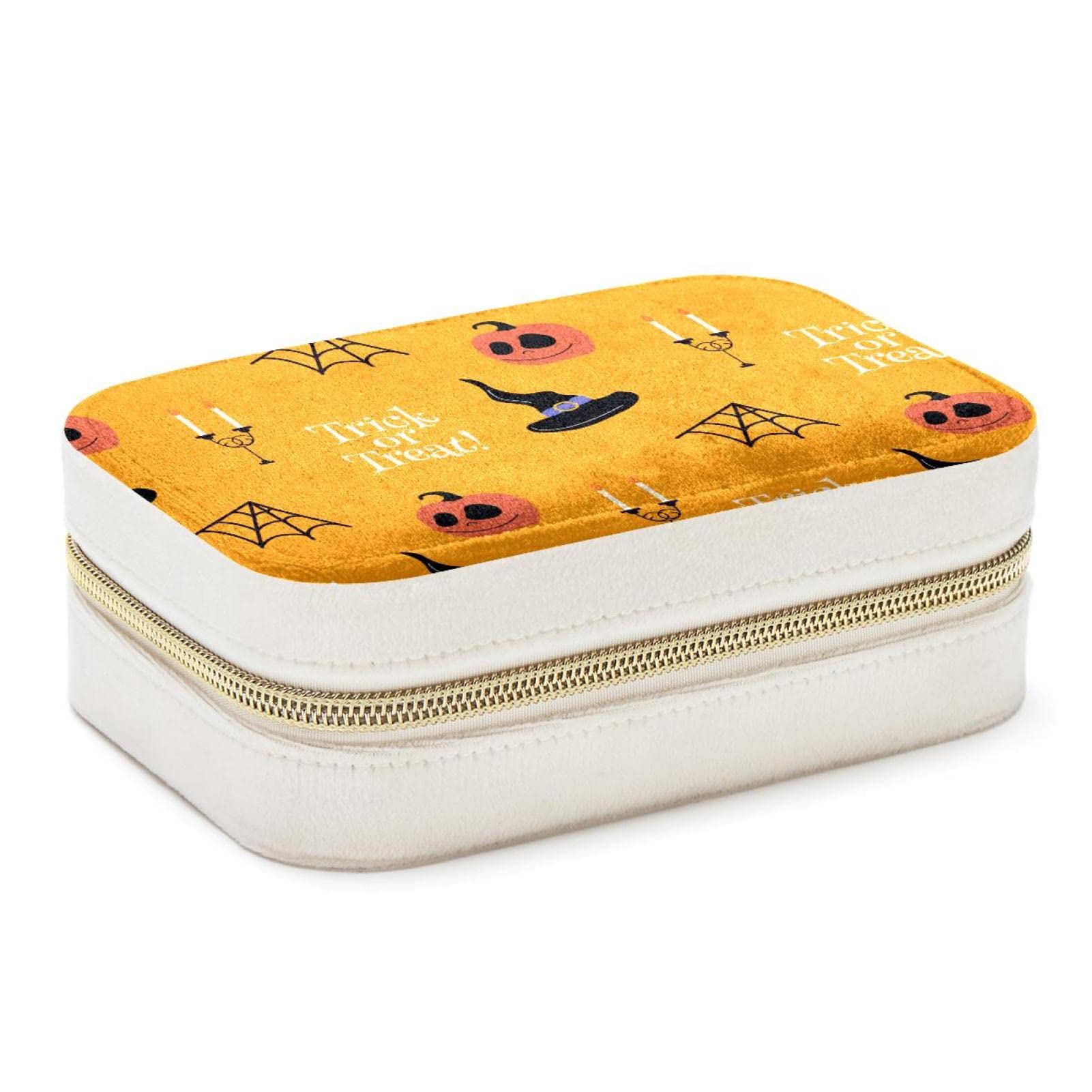 Boîte à bijoux de voyage portable citrouille avec compartiments pour bagues
