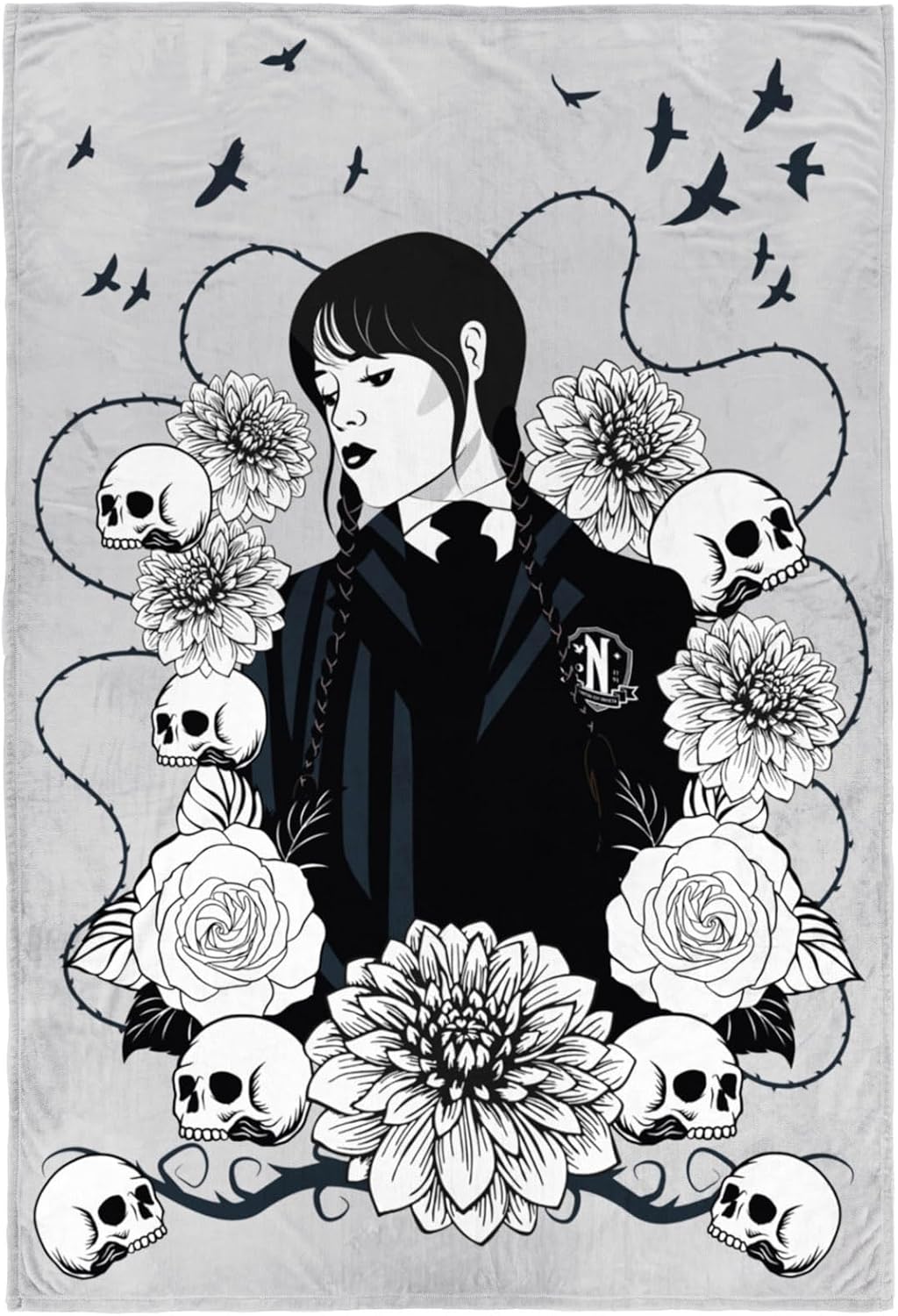 Jay Franco Plush Throw Blanket – 50" x 70" Inch Soft & Cozy Fleece Throw for Bedroom & Couch Décor, Official Licensed Product, Black - Stranger Things