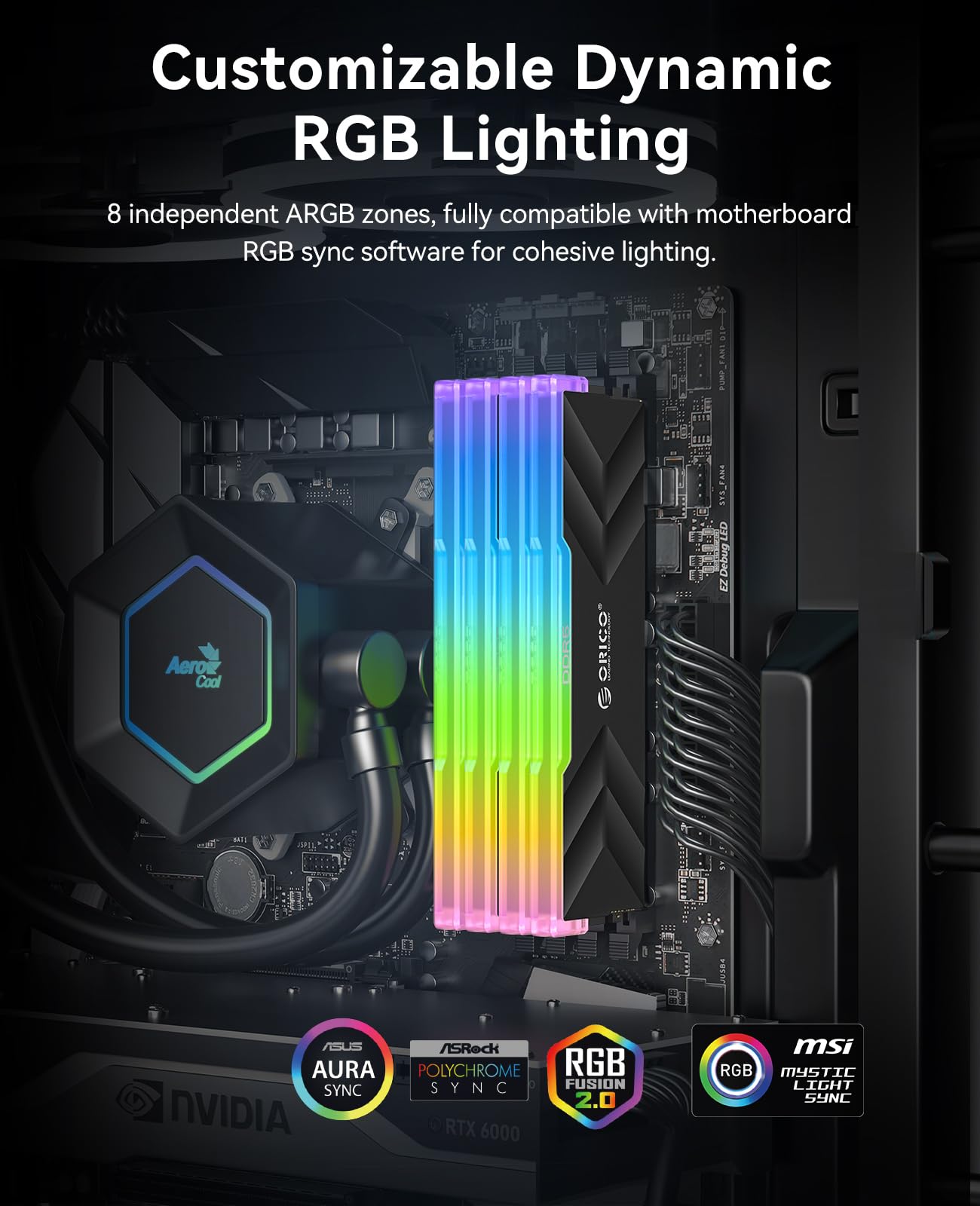 ORICO Raceline Neon DDR5 RGB RAM 32 GB (2 x 16 GB) 6000 MHz CL30