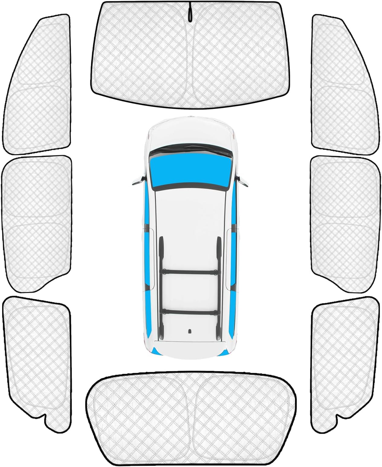 KMF Windshield Sun Shade Replacement for Toyota Sienna Accessories 2013-2018,Side Window Sun Shade Cover Sun Visor Shield Cover,Rear Window Sunshade for Camping/Baby UV Block and Privacy Protect