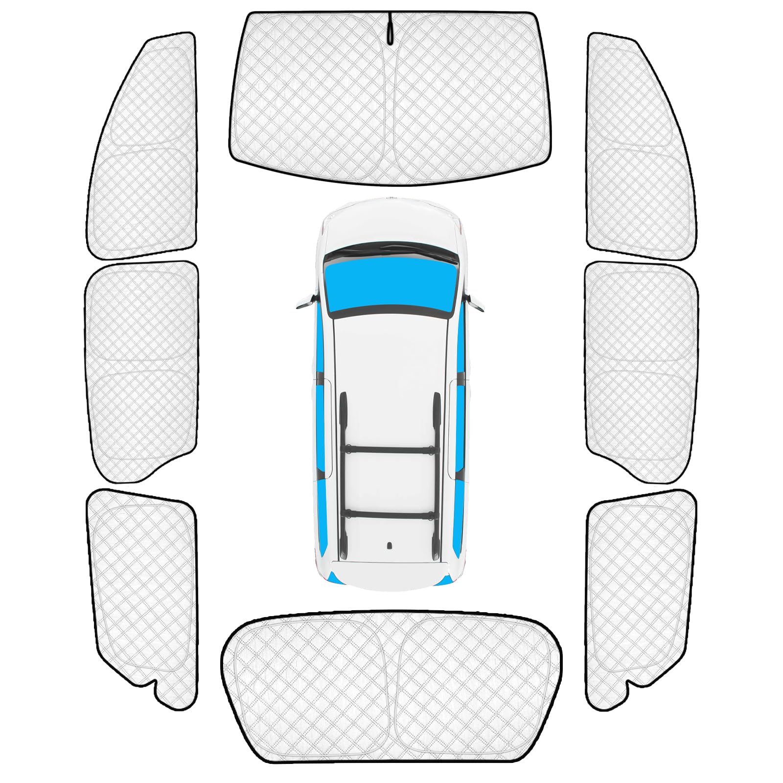 KMF 8pcs Full Sun Shades Custom for Toyota Sienna 2013-2018 Accessories, Sienna Sunshade Car Window Covers for Windshield Side Rear, Sun Visor UV