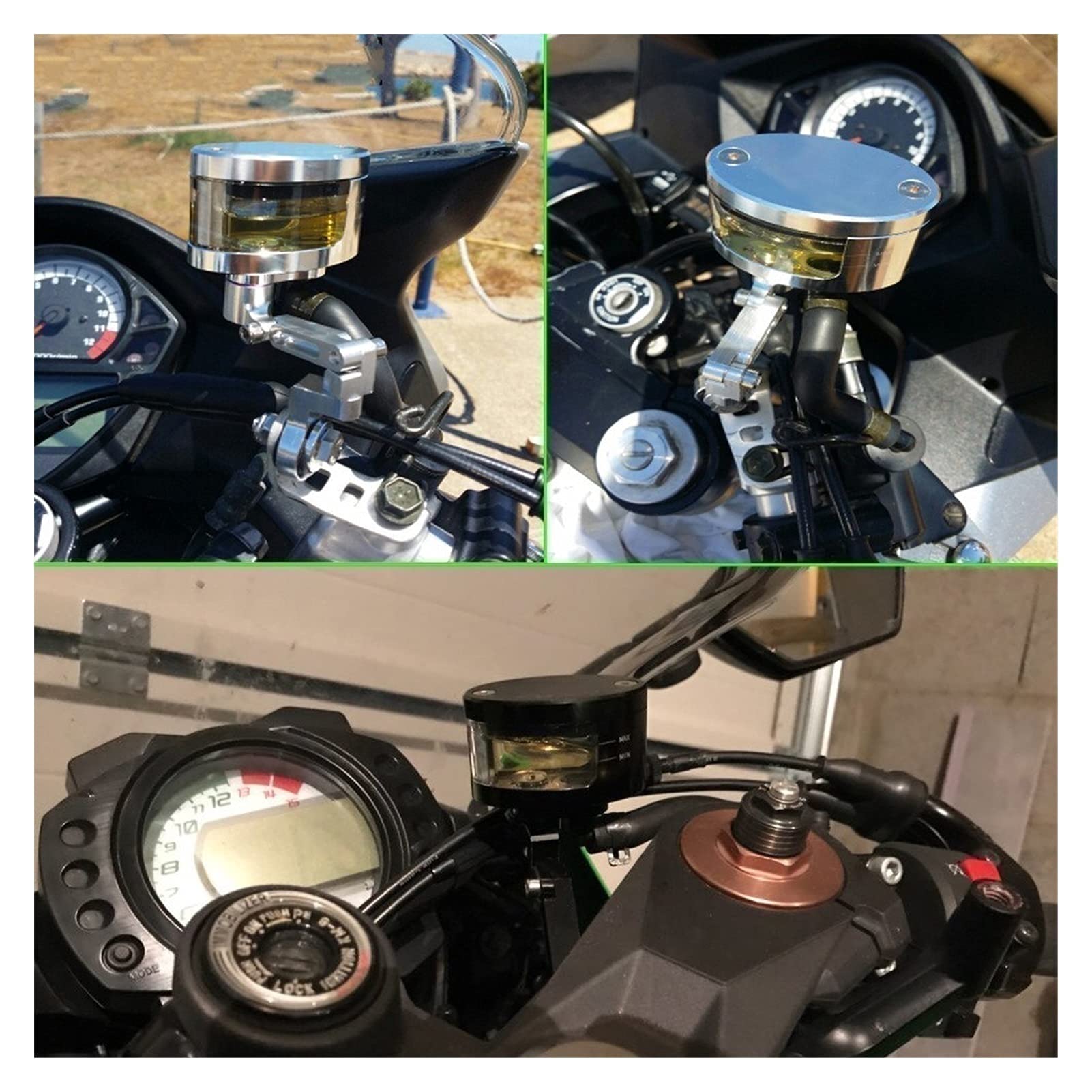 Serbatoio Olio Freni Moto Fydun | Per Suzuki SV650, GSX-R | Con Staffa | Design Compatto | Nero/Bianco - Foto 9