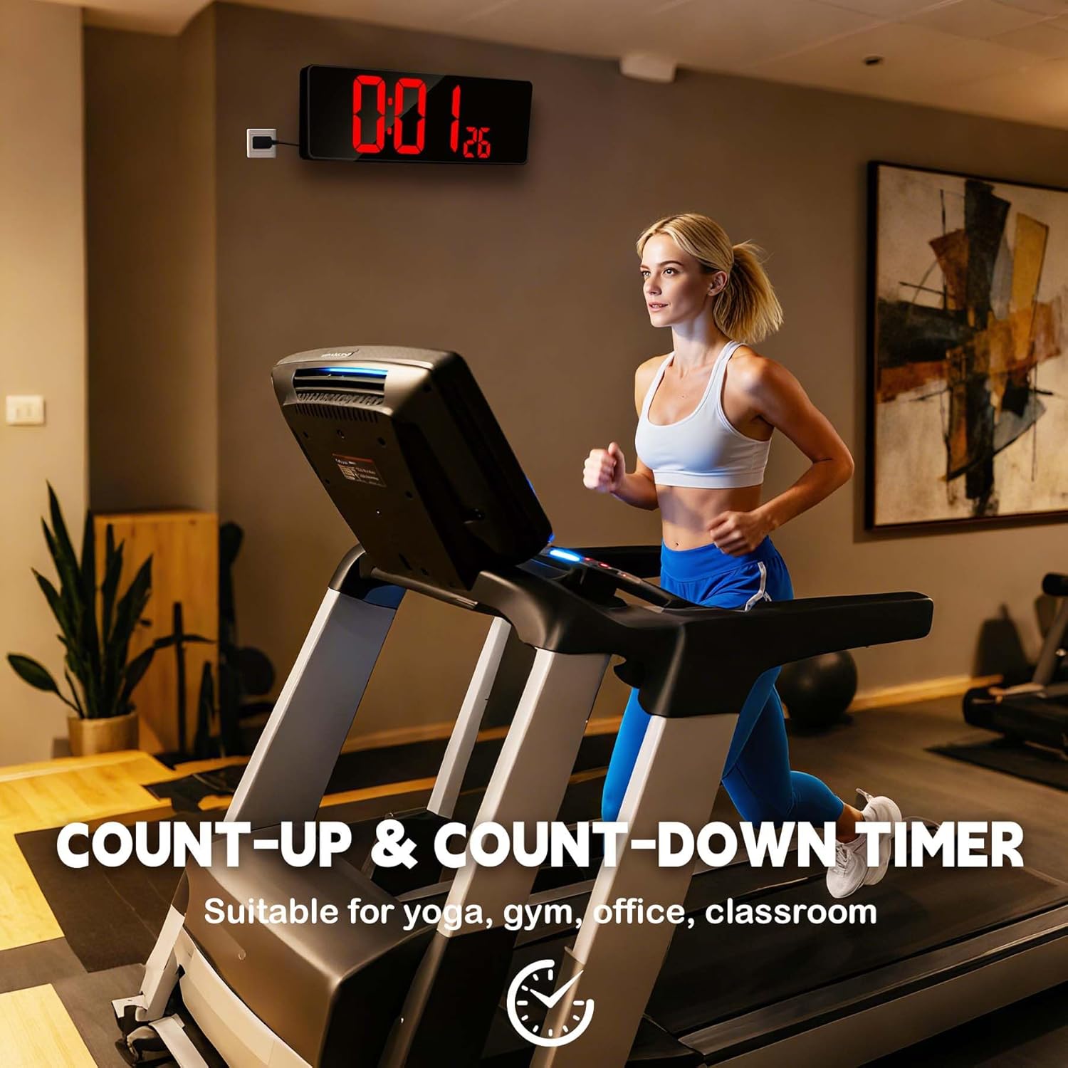 Digital Wall Clock Large Display: 16.5" LED Digital Clock with Remote Control Temperature Date Week Auto DST Adjustable Brightness, Big Wall Clock for Bedreeom Kitchen Living Room Office Gym