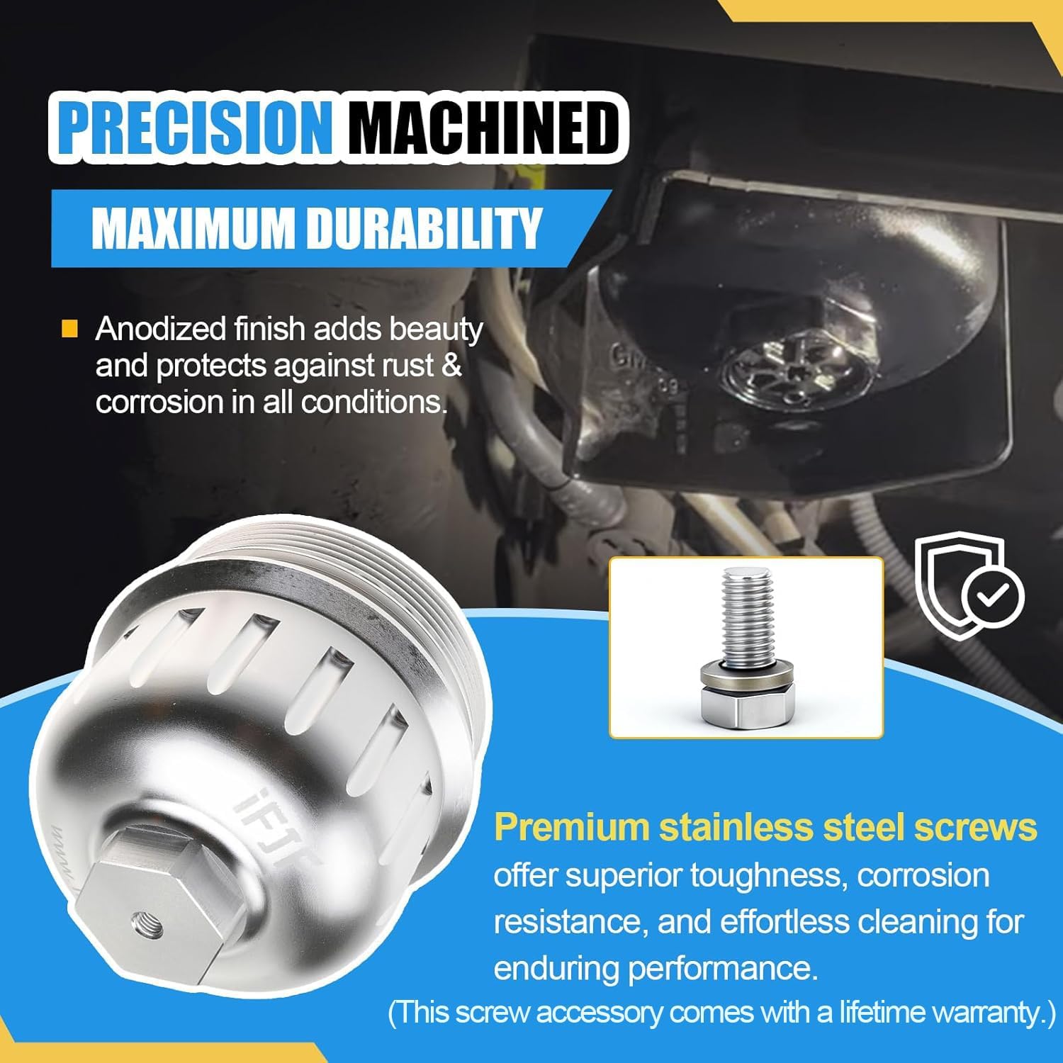 iFJF TP1015 Fuel Filter and 134001 Housing Cap Replacement for Duramax 6.6L 2017-2024 Chevy Silverado/GMC Sierra 2500HD 3500HD L5P Diesel Engine(Silver Cap)