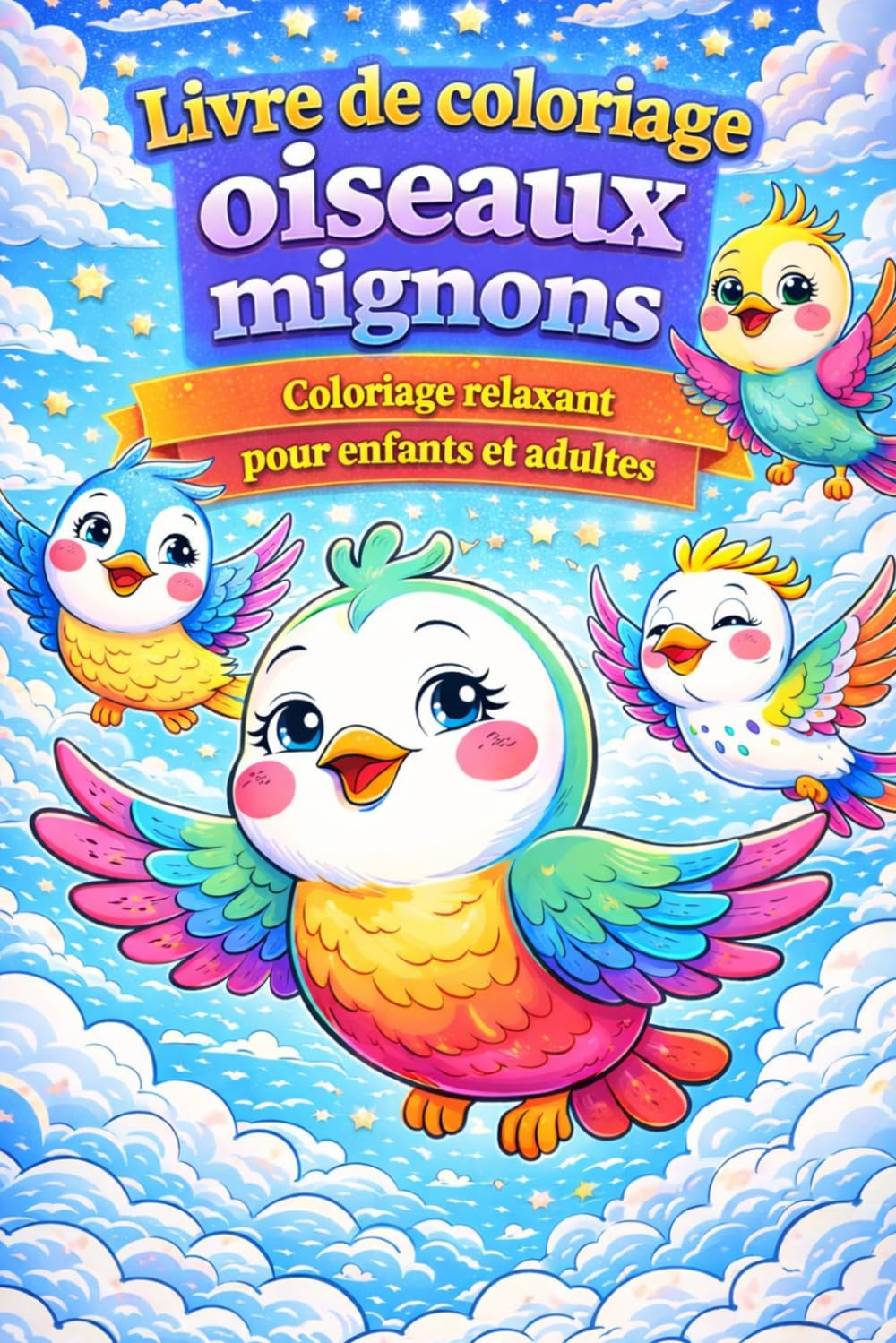 Livre de coloriage oiseaux mignons – Coloriage relaxant pour enfants et adultes avec oiseaux volants adorables: 82 dessins d’oiseaux dans le ciel | ... détente, créativité et plaisir de colorier