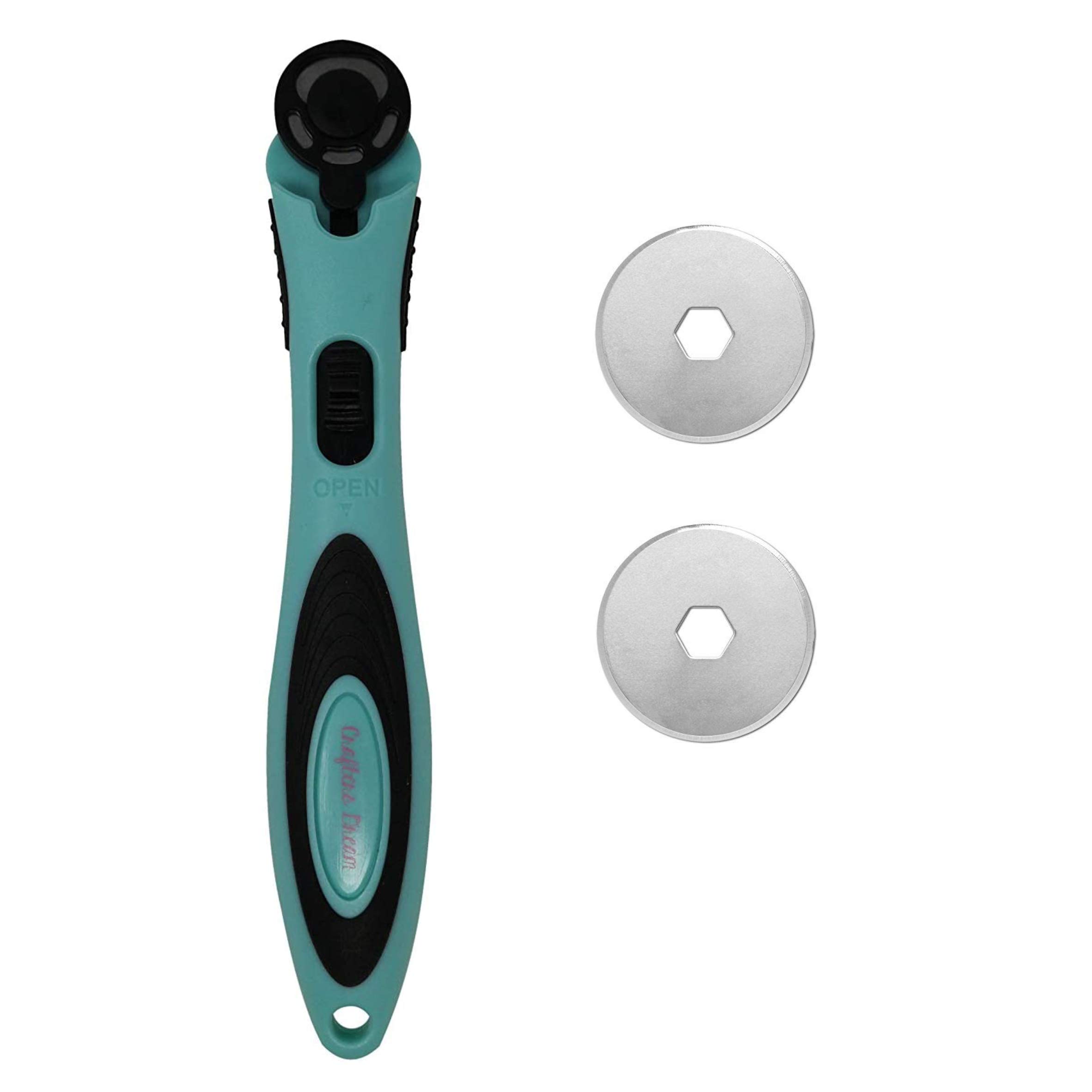 Crafters Dream Light Blue Soft Grip 18mm Cutter - Includes Two Spare Replacement Blades