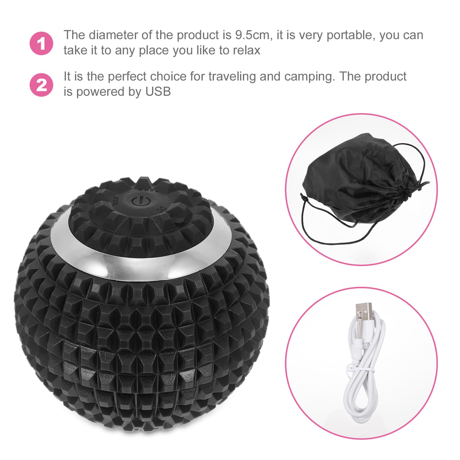 Bolas de Masaje para Pies y Manos Abs Negro Superficie Texturizada | Relaja Fascia y Planta del Pie, Uso en Viaje y Camping, Ayuda Músculos Tensos