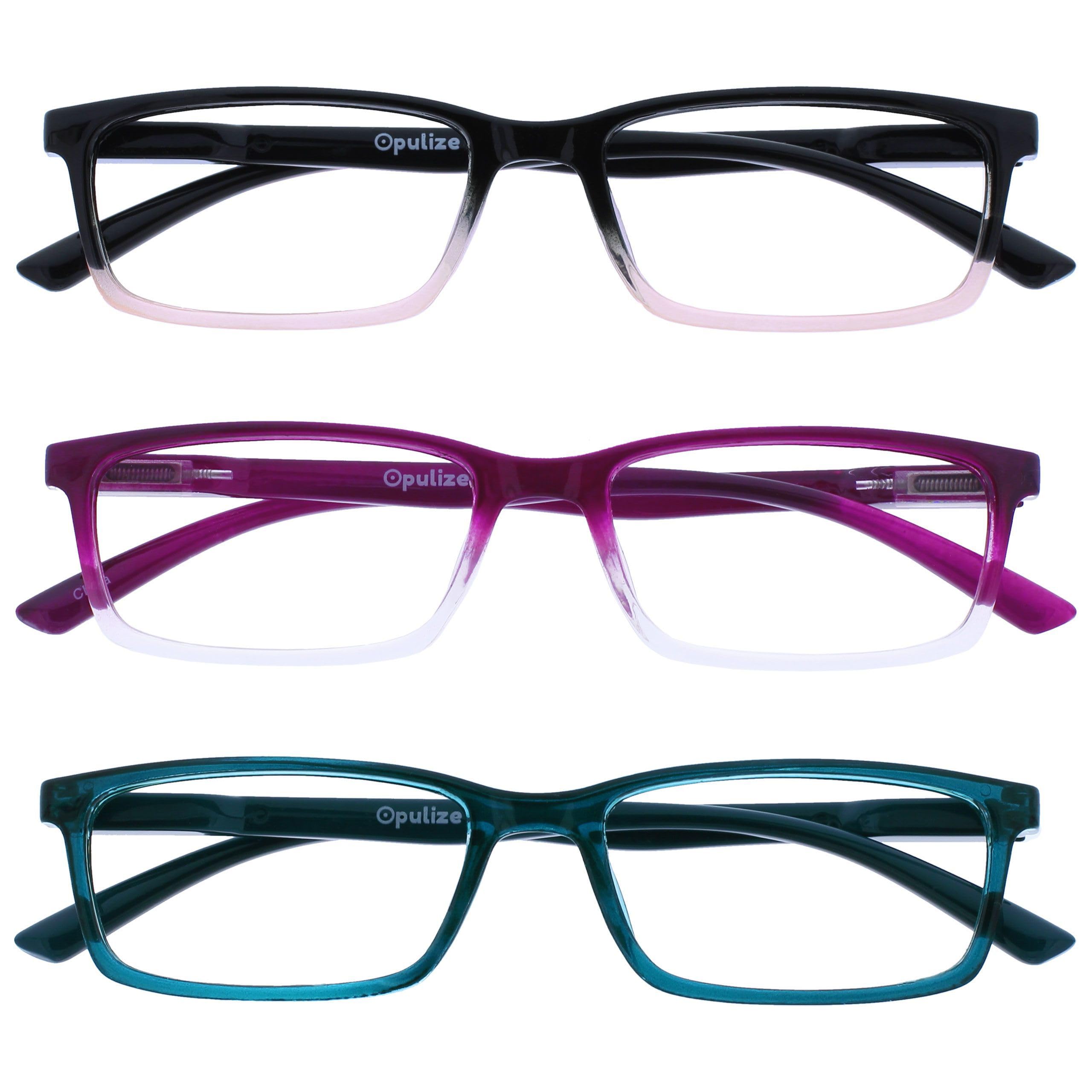 OPULIZE See Gafas Lectura Filtro Luz Azul x3 Estrecha Bisagras de Resorte Mejoran Sueño Reducen Dolor de Cabeza Ordenador Videojuegos Antirreflejante Rosa Morado Turquesa Hombre Mujer BBB9-45Q +2.00