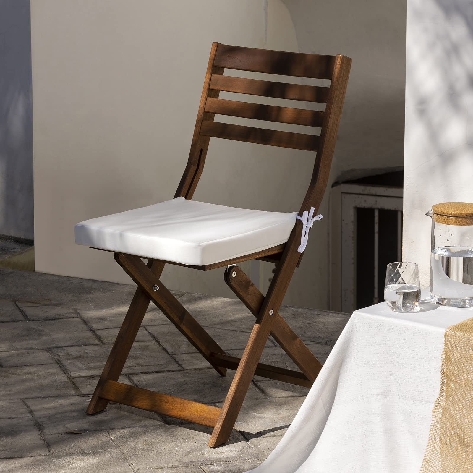 PARAMAISON Cuscino per Sedie da Cucina 35x35x5 cm Beige Antigraffio Set da 2