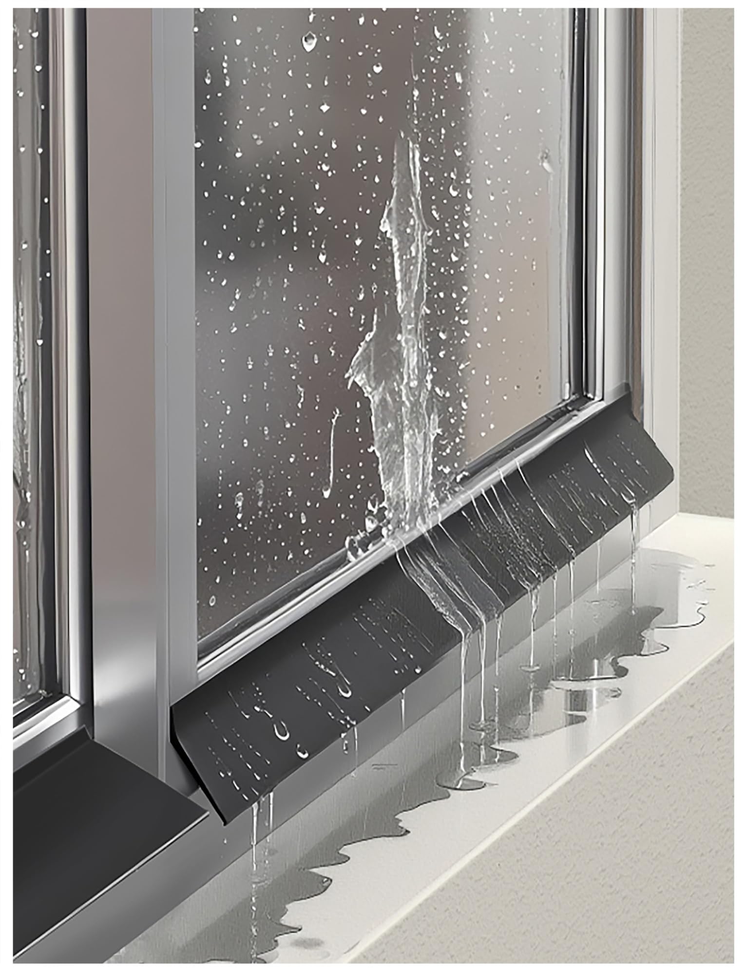 Burlete de protección contra la Intemperie para Ventanas y Puertas corredizas, Deflector de Lluvia Ajustable de 50 a 500 cm, impermeabilización de Goma Adhesiva, previene Fugas y Mejora el a