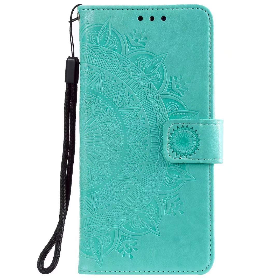Reevermap Samsung Galaxy A21S Case, Flip Shockproof Premium PU Leather Wallet Card Slots Embossed Mandala Magnetic Buckle Stand Bumper Phone Cover for Samsung Galaxy A21S
