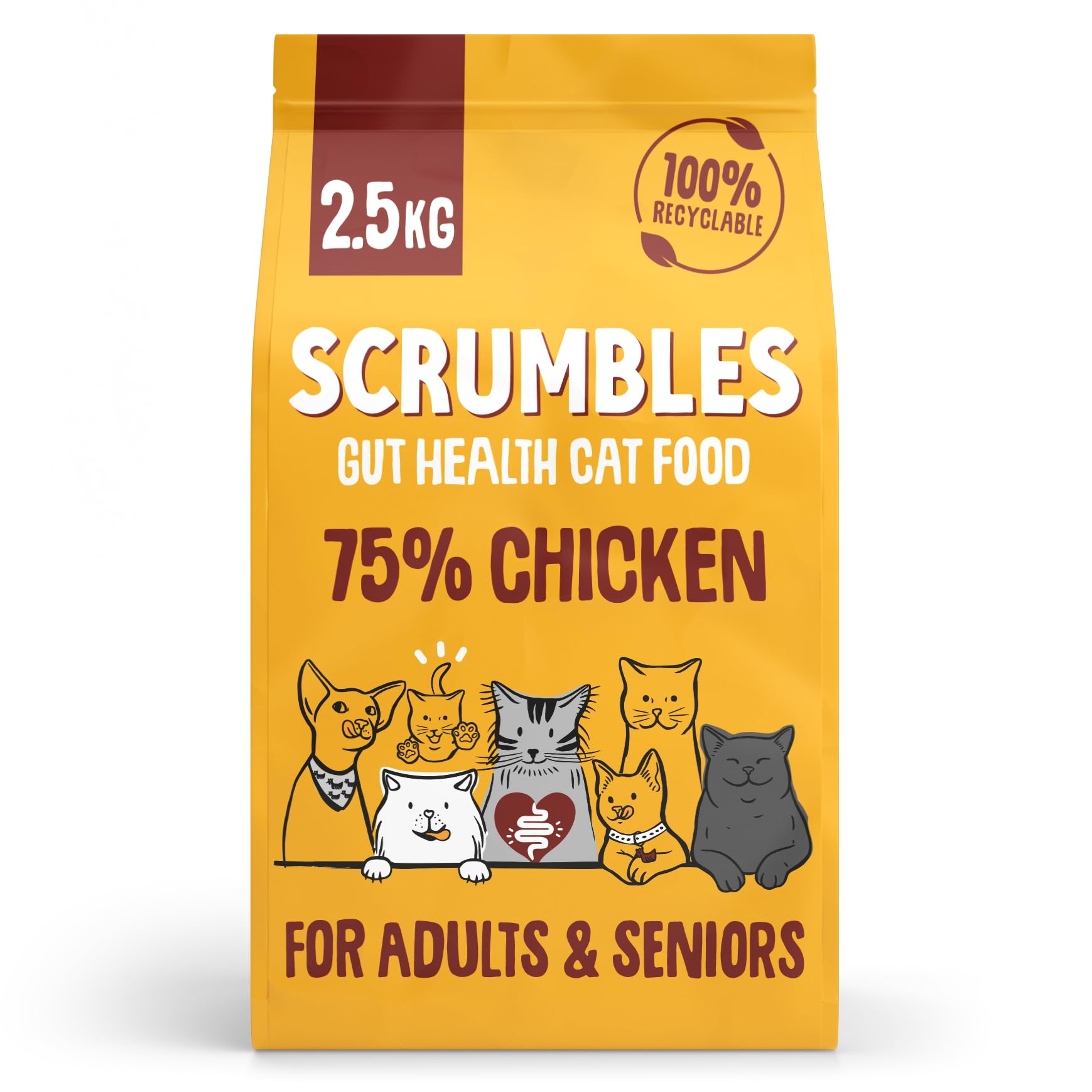 Scrumbles All Natural Dry Cat Food with 75% Chicken, High Protein Food For Ad...